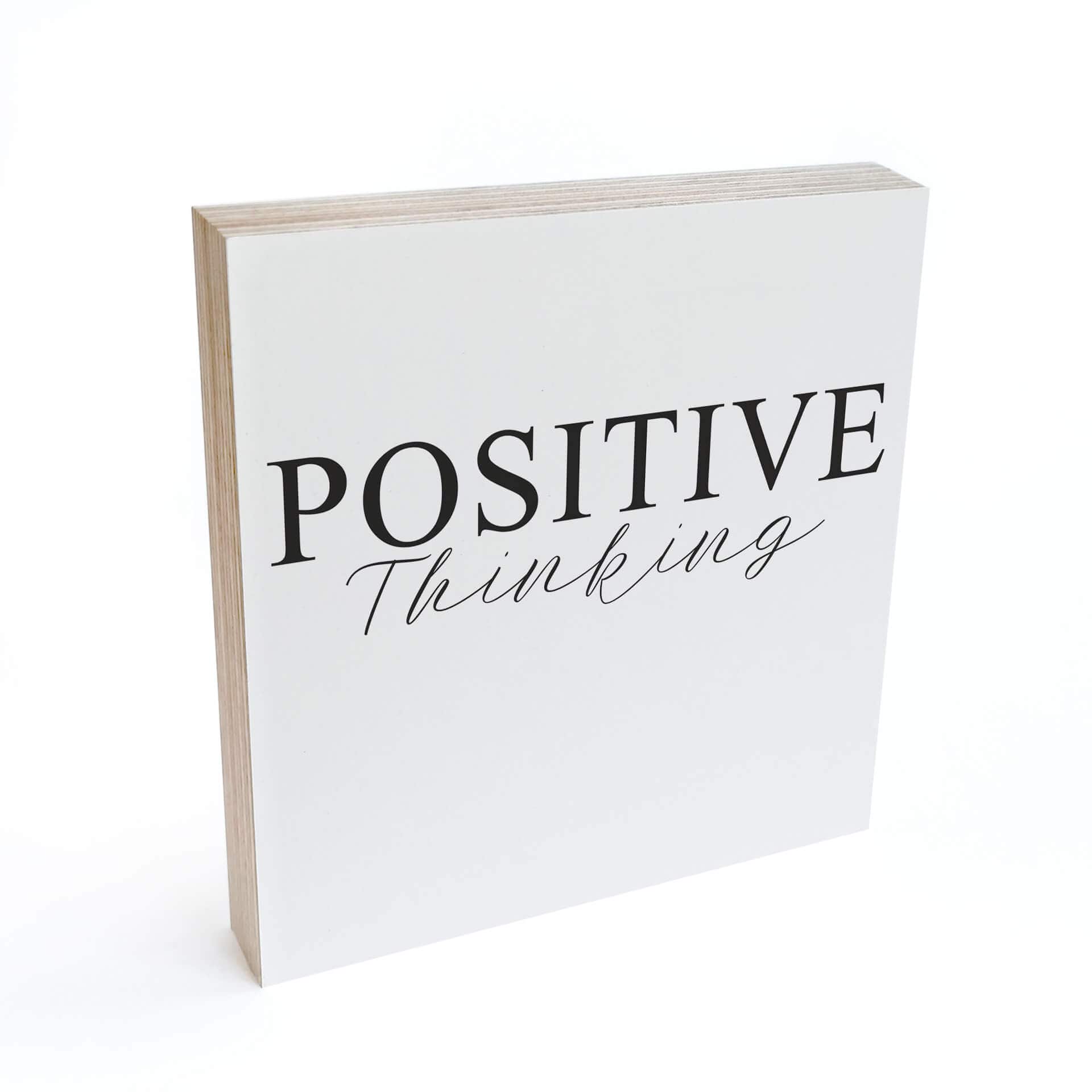 Billede af træ til at sætte op - Positiv tænkning - 15x15 cm