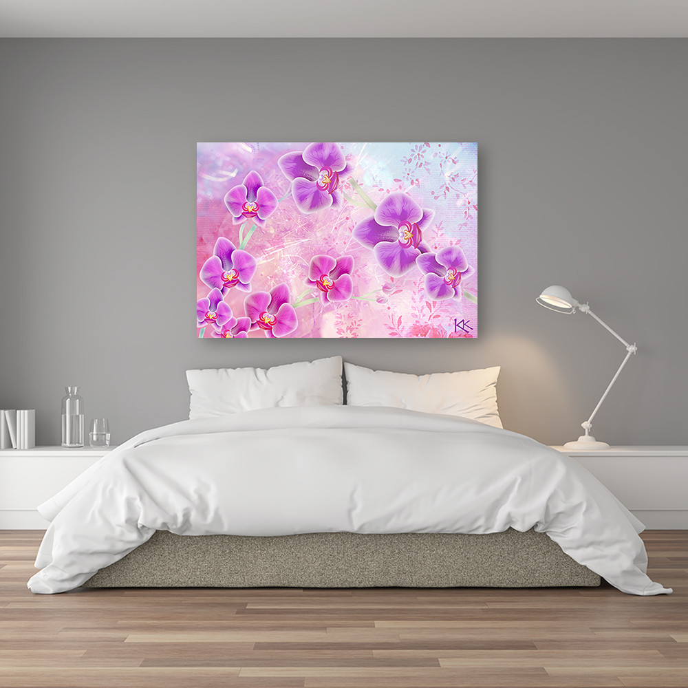 Canvasbillede, Abstraktion af orkidéblomster
