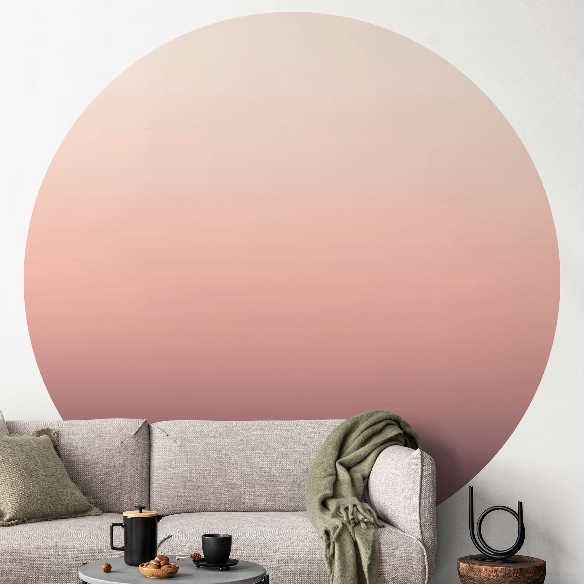 Behangcirkel Ombre Sunset - vliesbehang/zelfklevend vliesbehang