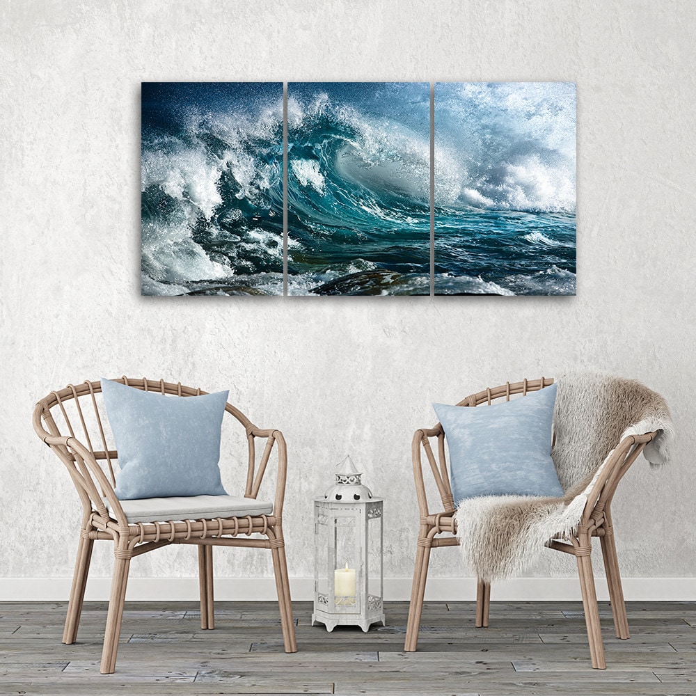 3 stykke lærredstryk, Sea Ocean Waves