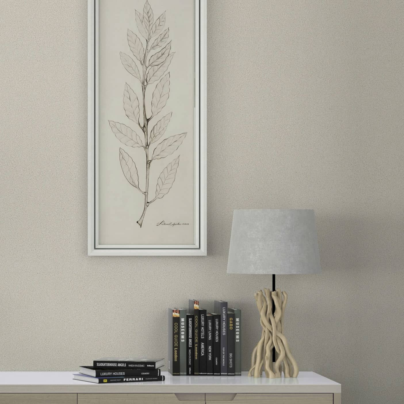 Vliesbehang met structuur in stippen effen beige effen