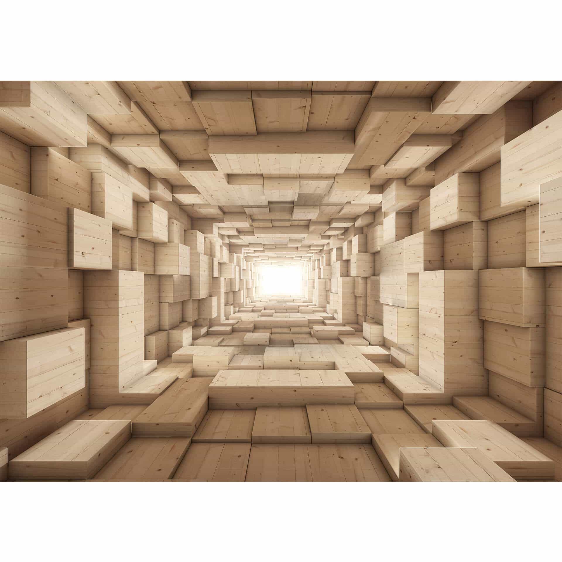 Fotobehang 3D Hout – Tunnel