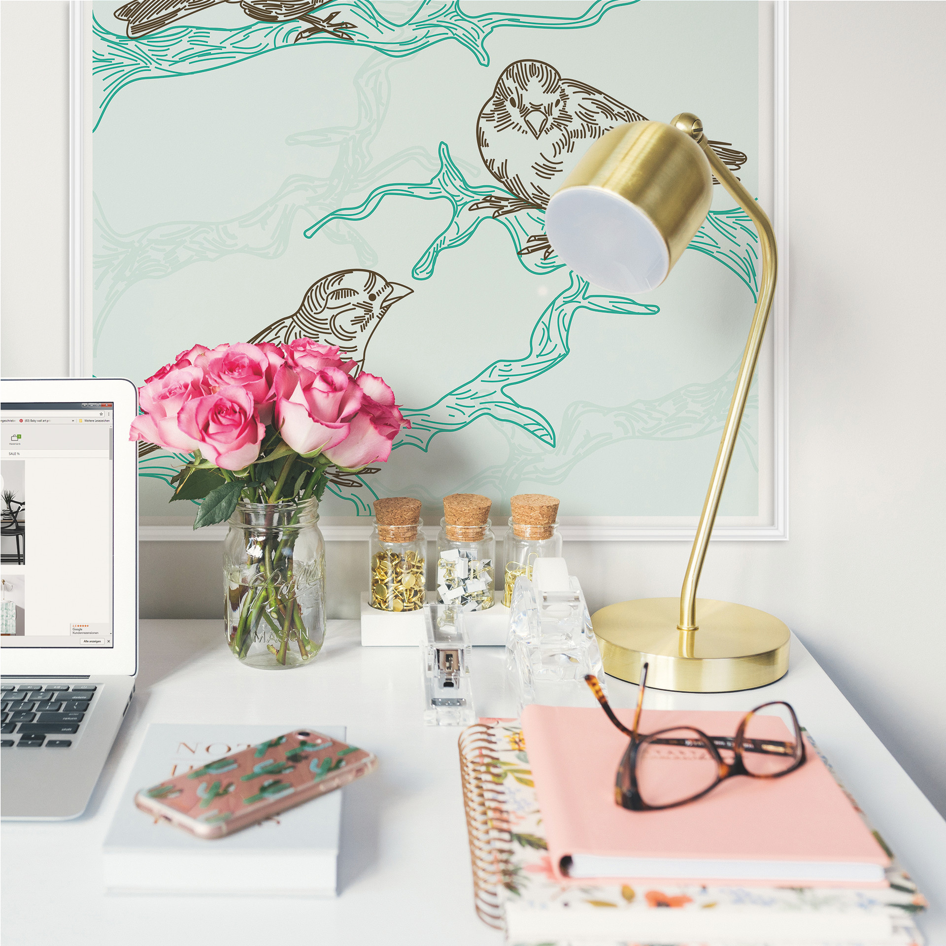 Wallprint W - Spatzen Illustration