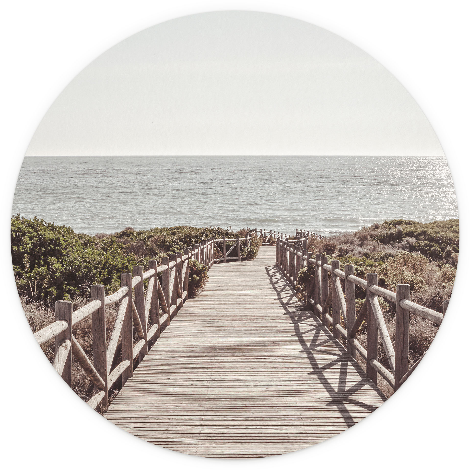 Behangcirkel Steiger naar het strand - 1X Studio - vliesbehang/zelfklevend vliesbehang
