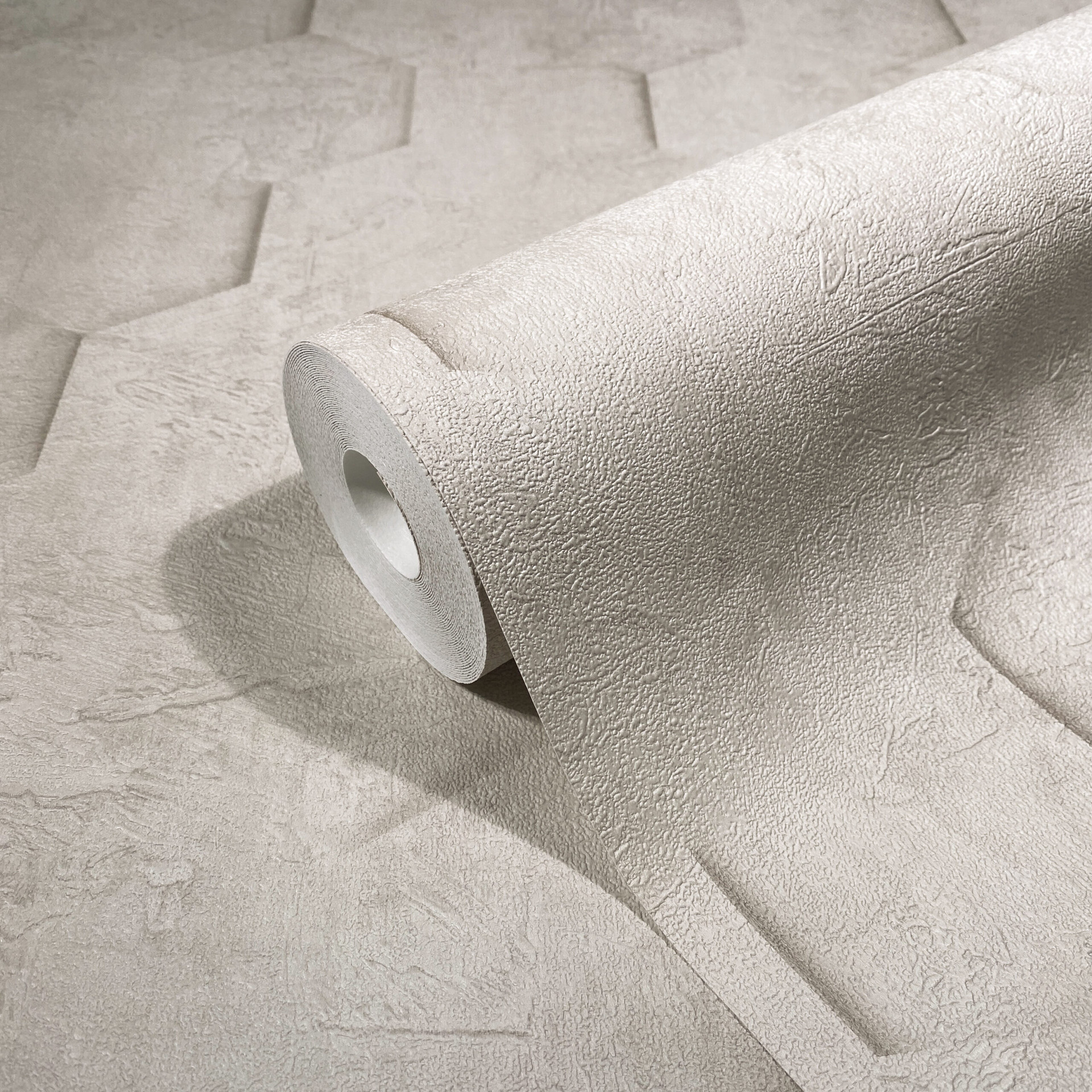 Vliesbehang met 3D honingraatpatroon beige graphic