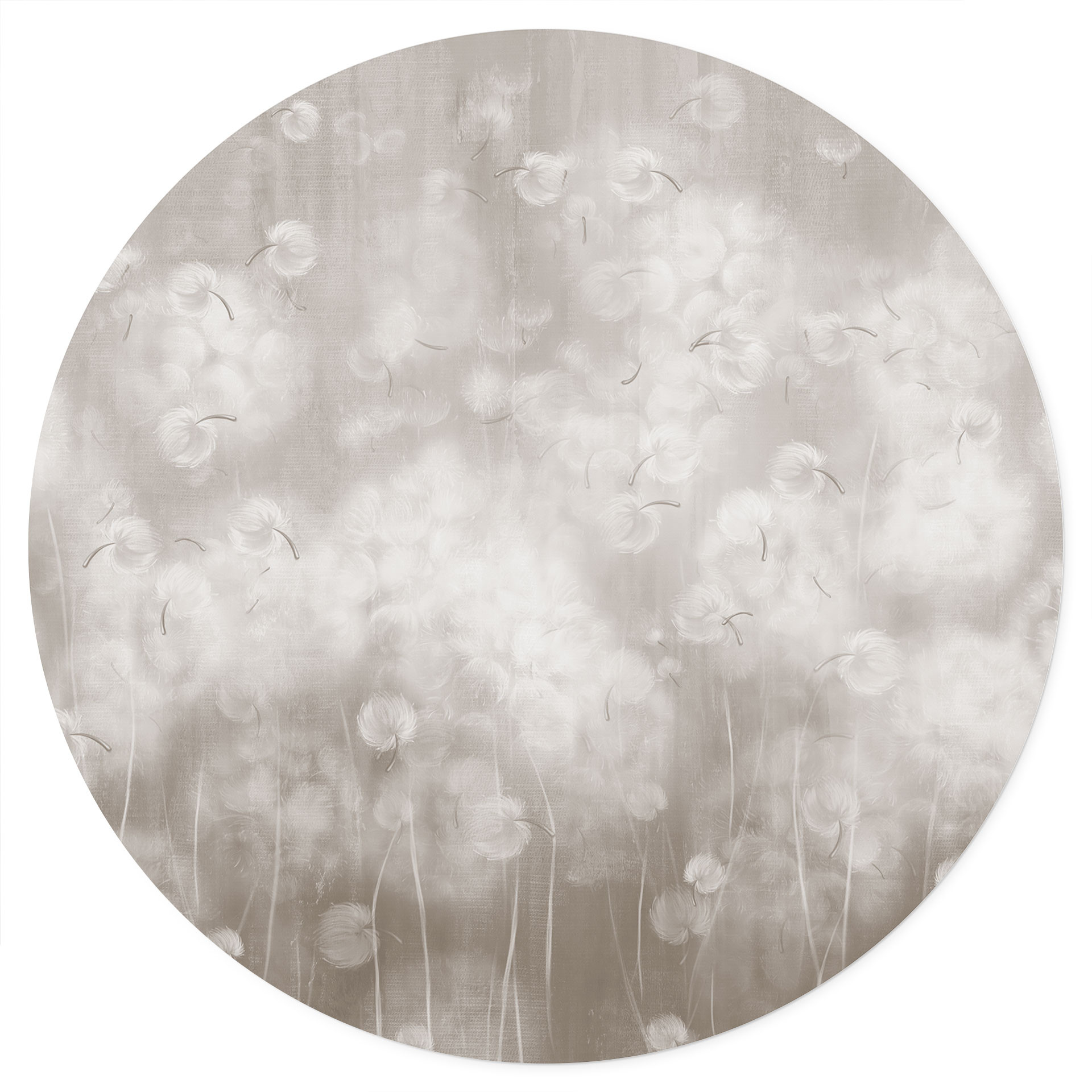 Bloemen Muursticker paardenbloem droom in beige - Ms Tiff - Rond
