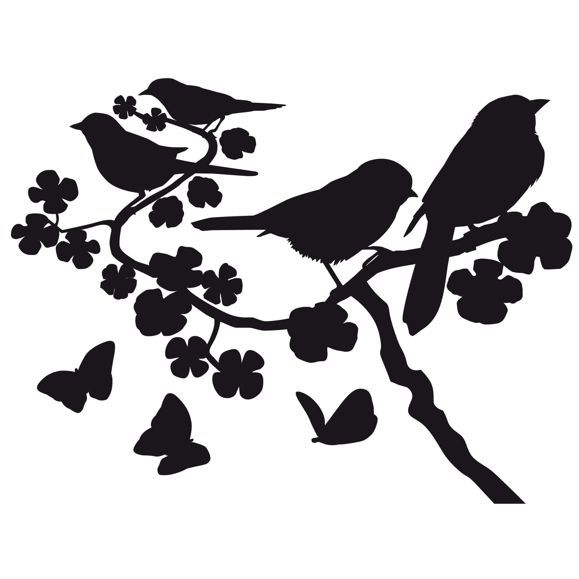 Wallsticker Gren med gråspurve