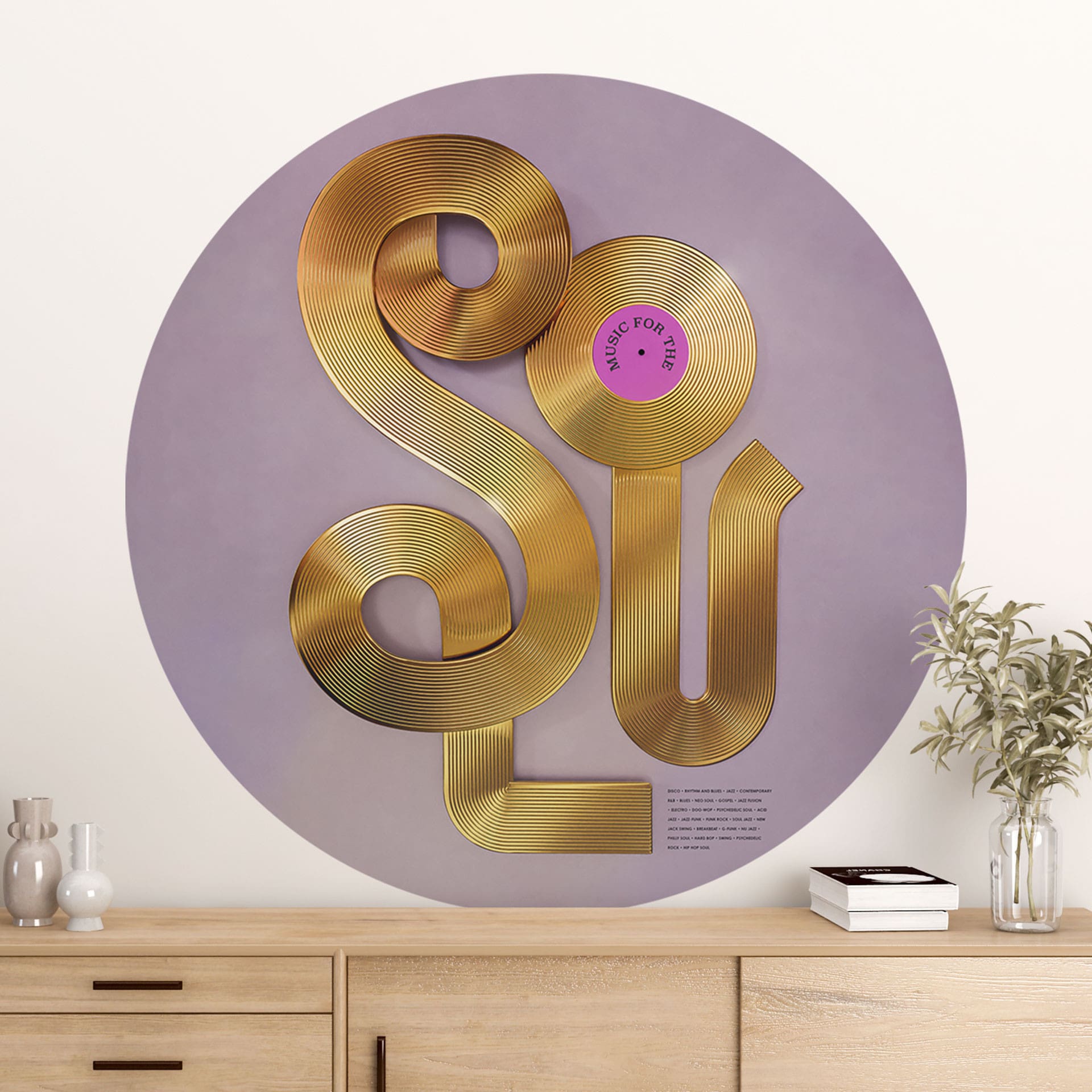 Naklejka na ścianę Soul meets vinyl - Muzyka dla duszy - Harrison - Round