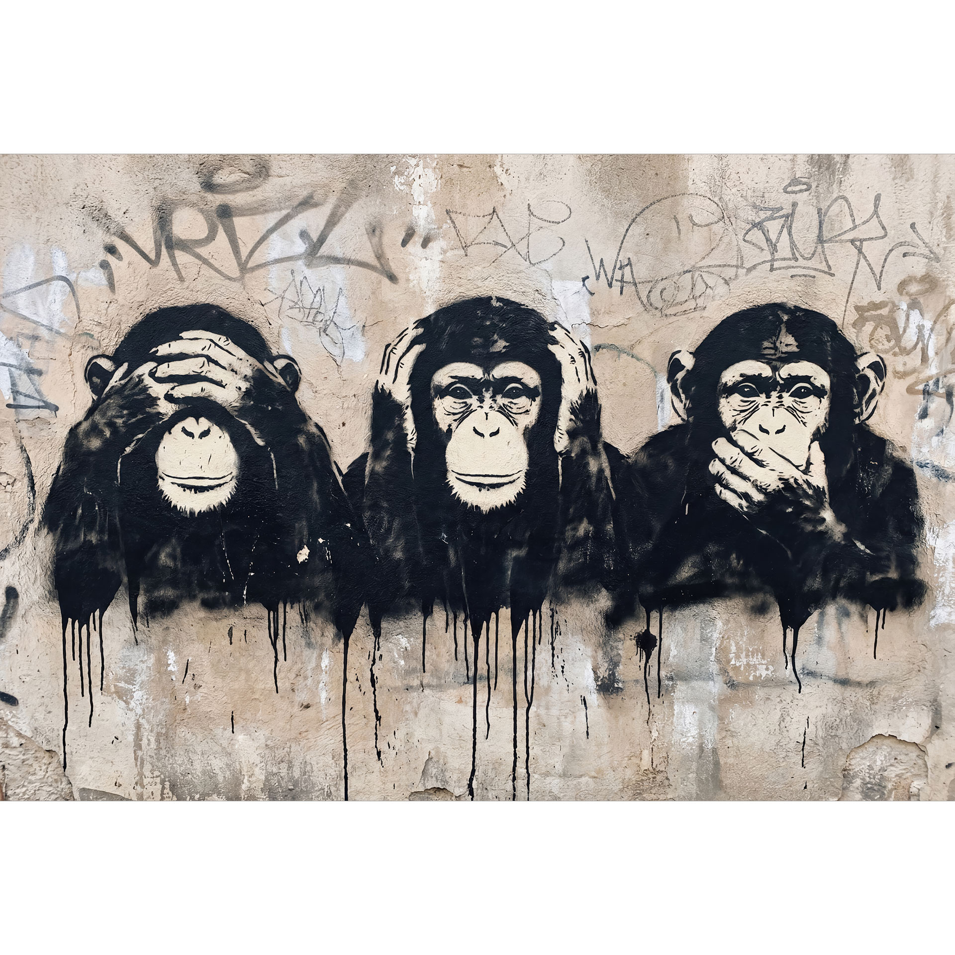 Fotobehang Drie Apen Streetart Graffiti - Magnusson