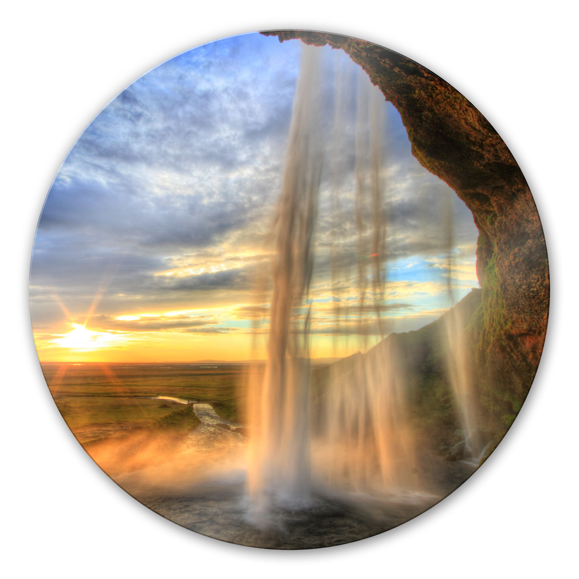 Glasbillede - Seljalandsfoss Vandfaldet - Rund