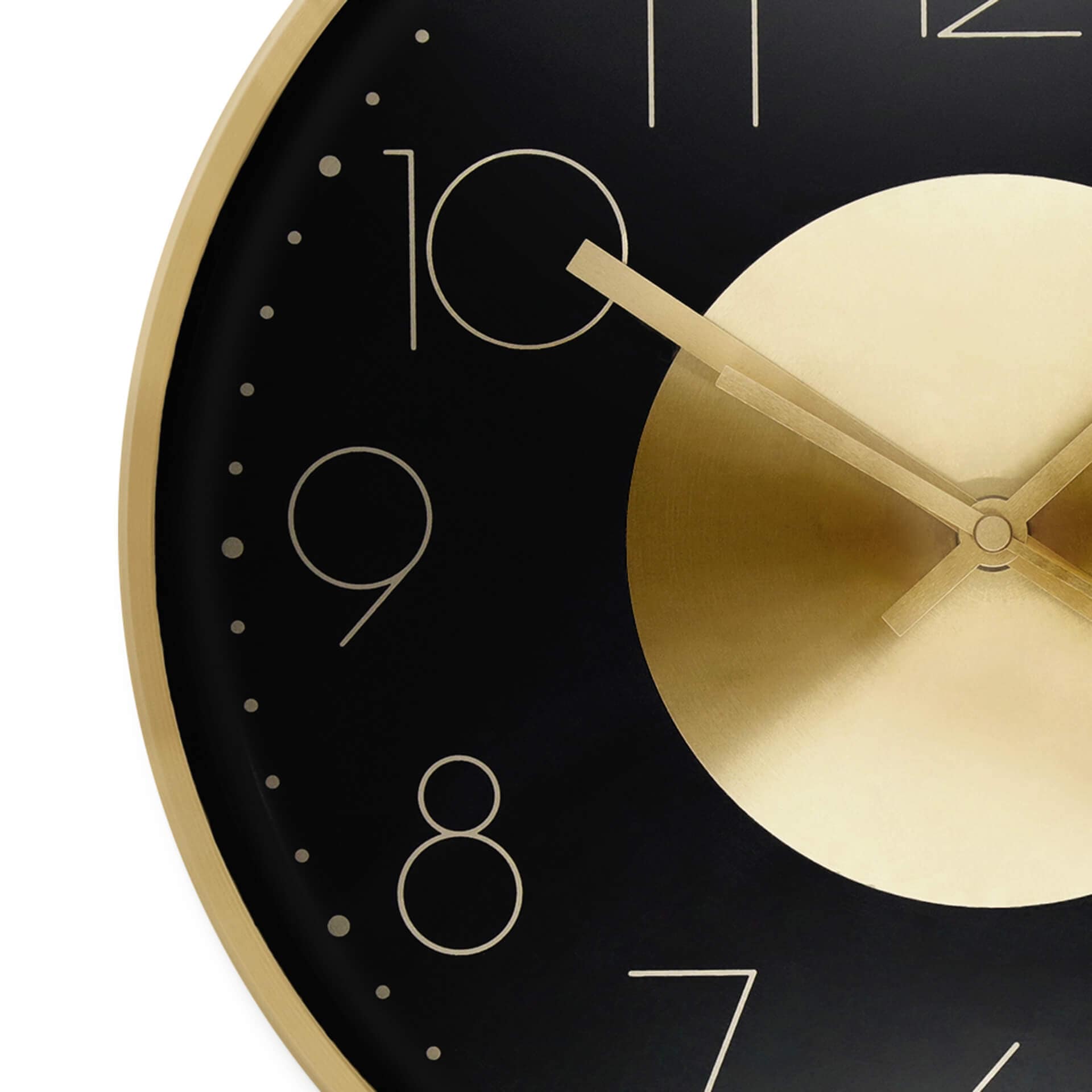 Moderne Wanduhr aus Aluminium, schwarz-gold | rund