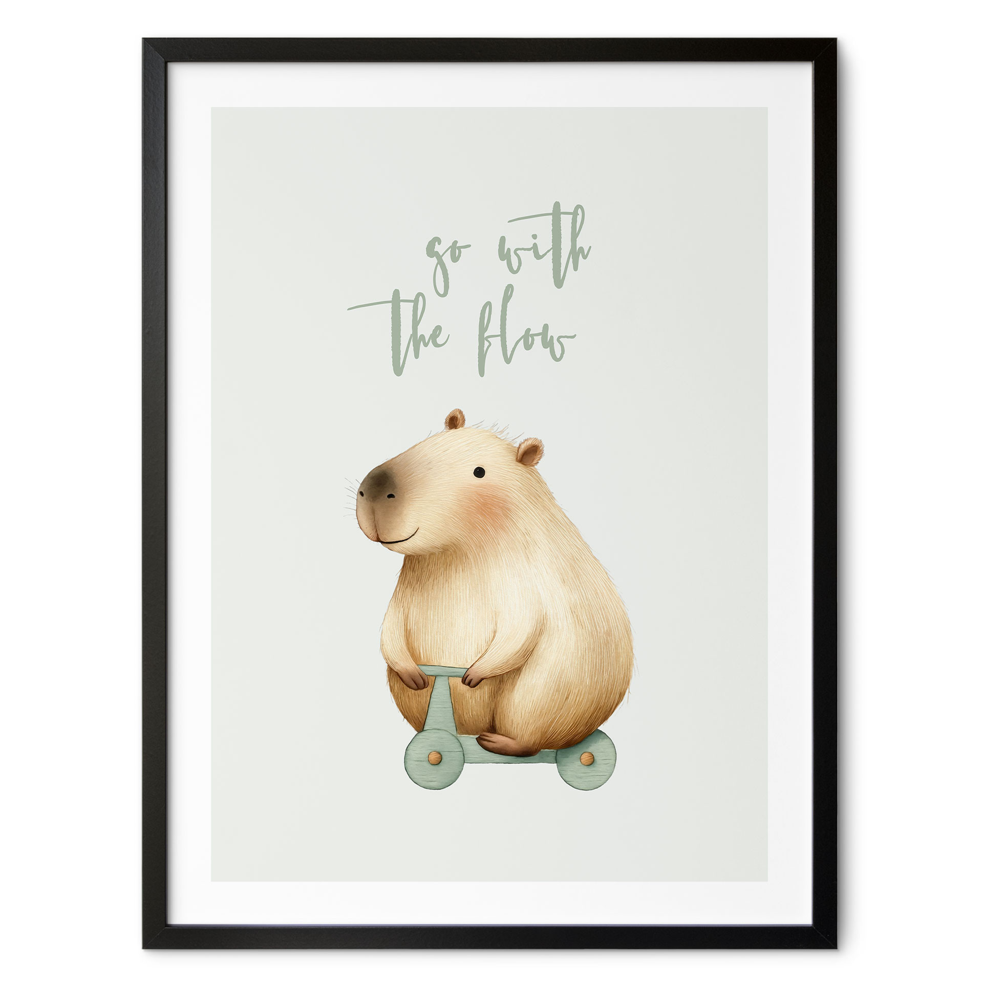 Plakat dla dzieci Kapibara na Rolce - Flow saying
