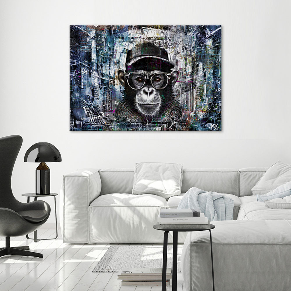Canvasbillede, abstrakt chimpanse-abe