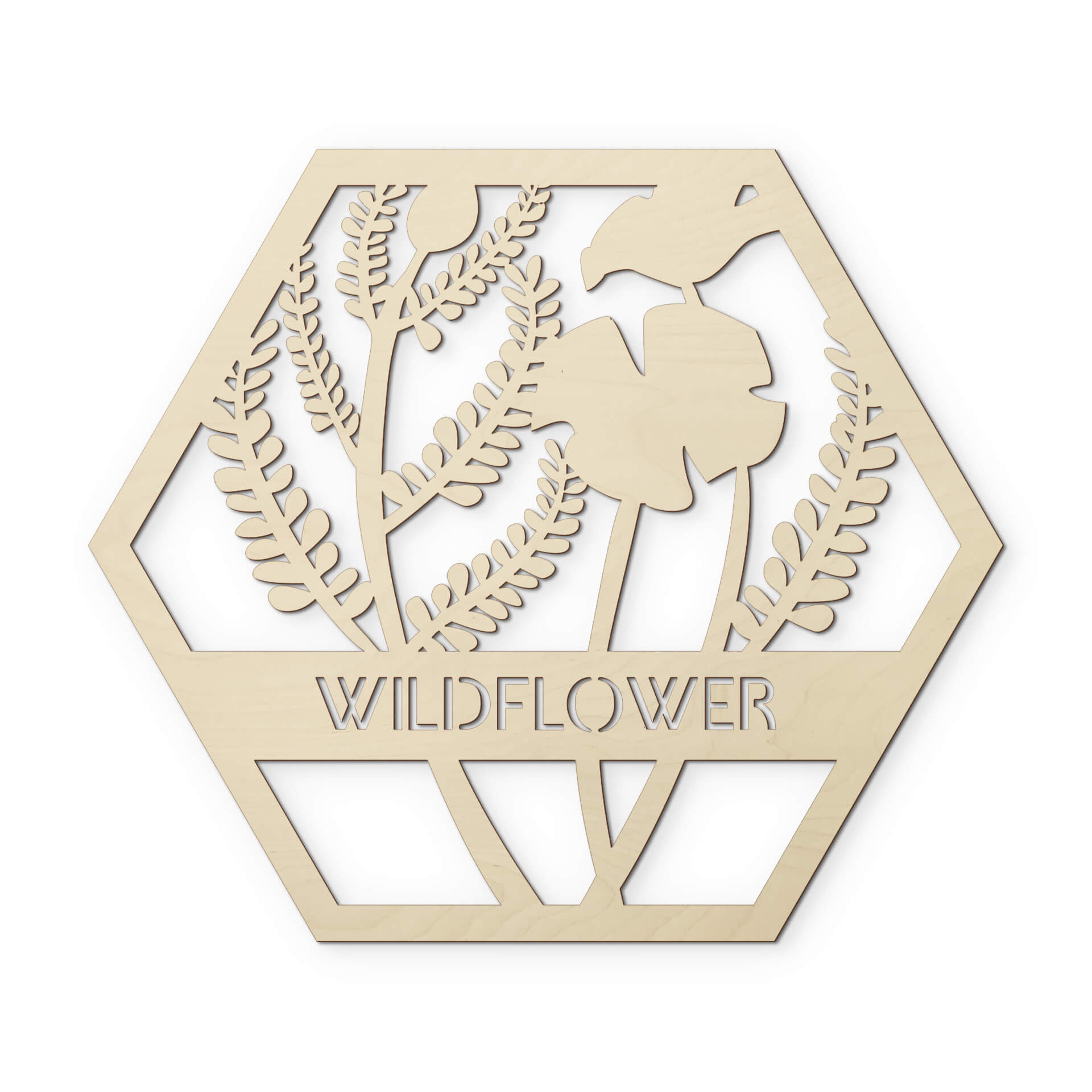 Dekoracja drewniana topola - Kwiaty w sześciokącie - Wildflower