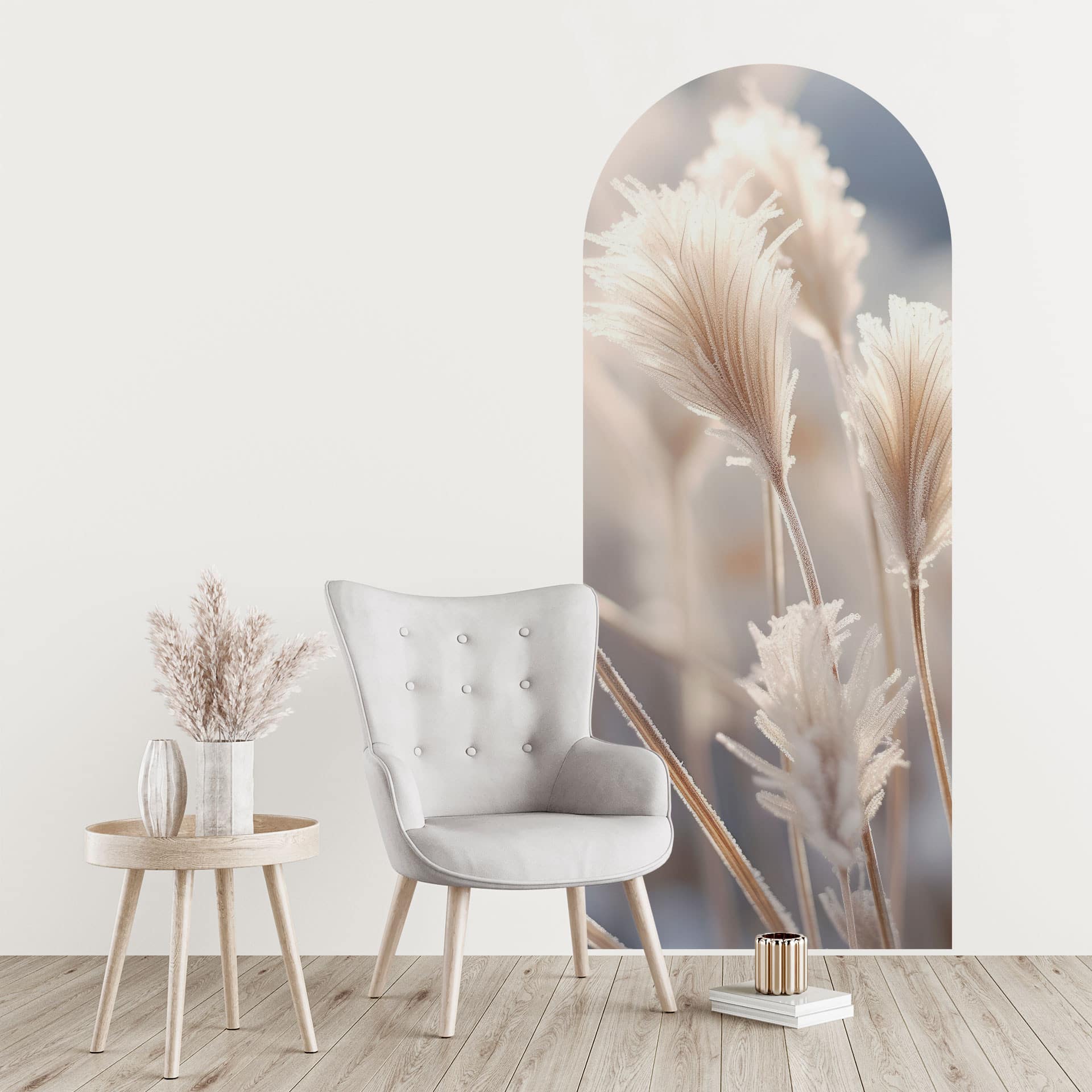 Wallsticker rundbuevægpanel pastelfarvede græsser - Treechild - smal