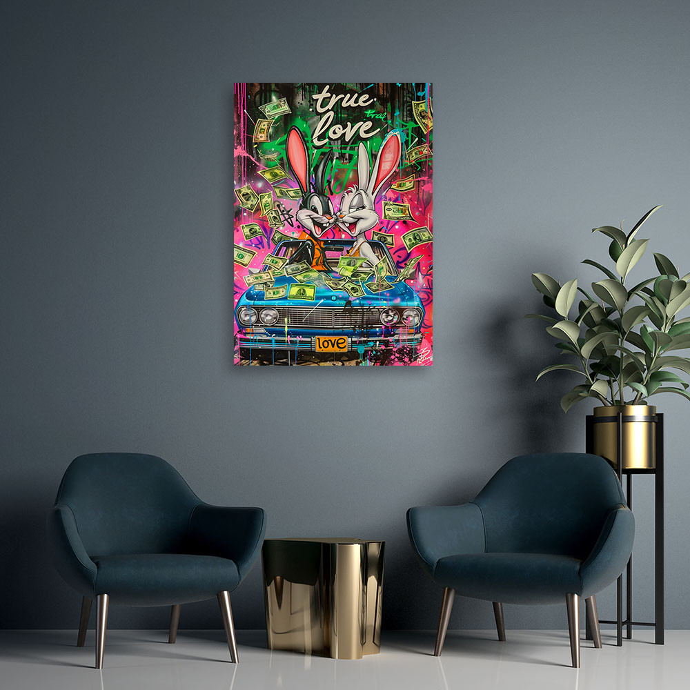 Canvasbillede, Farverig dollarkanin