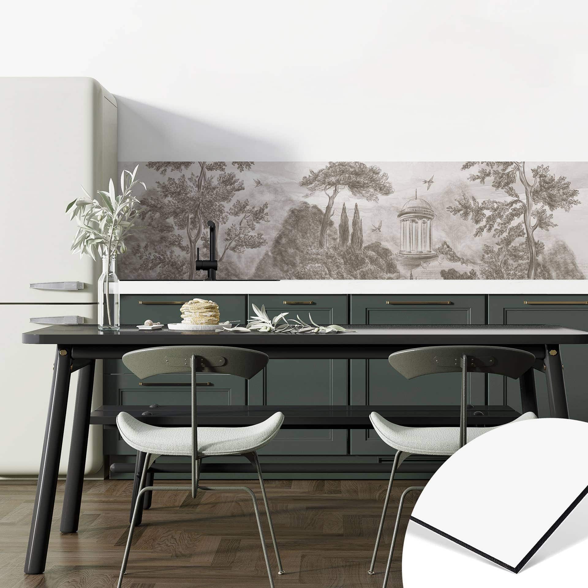 Keukenachterwand landschap met tuinlandschap in beige - Ms Tiff