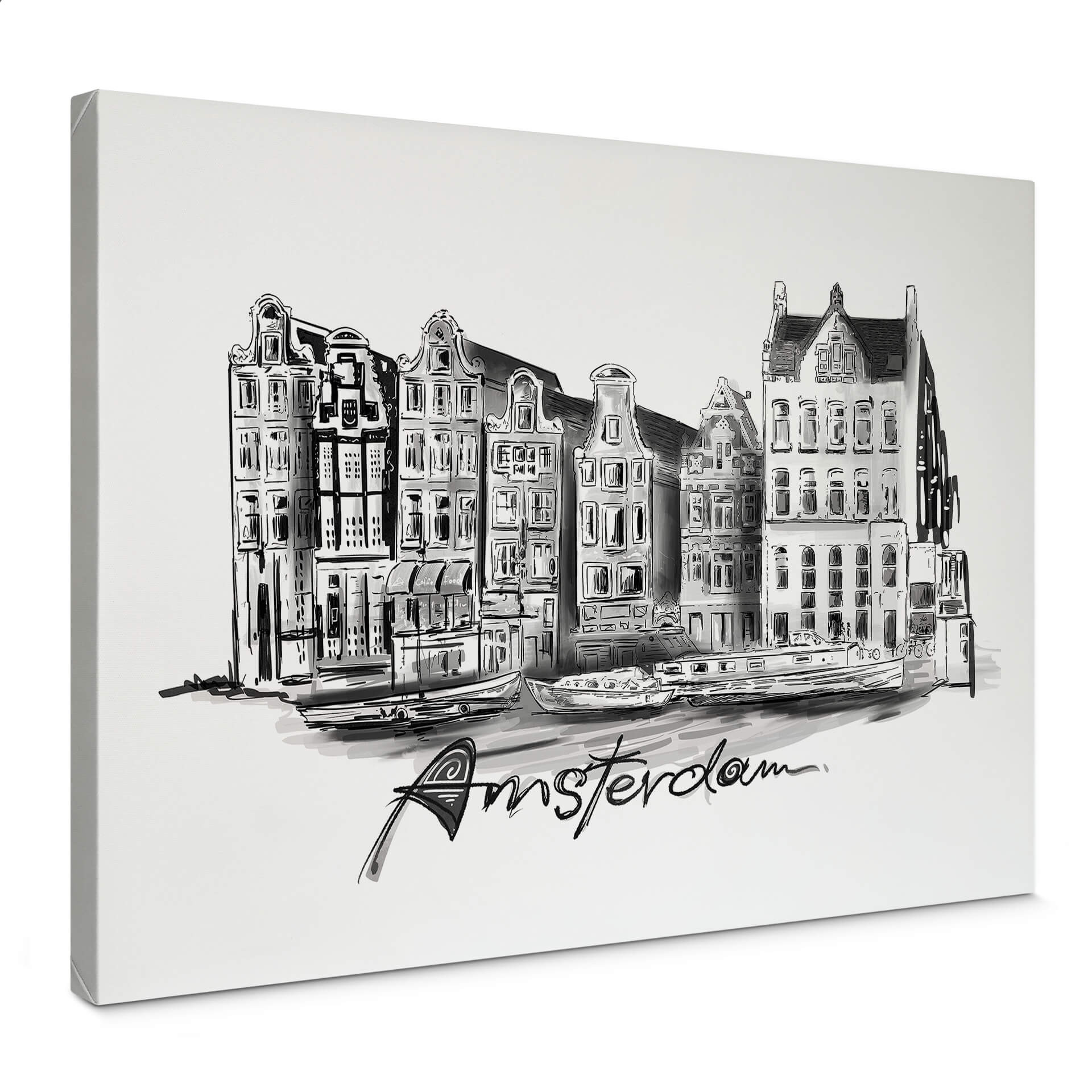 Obraz na płótnie Amsterdam - Czarno-biały - Love your City