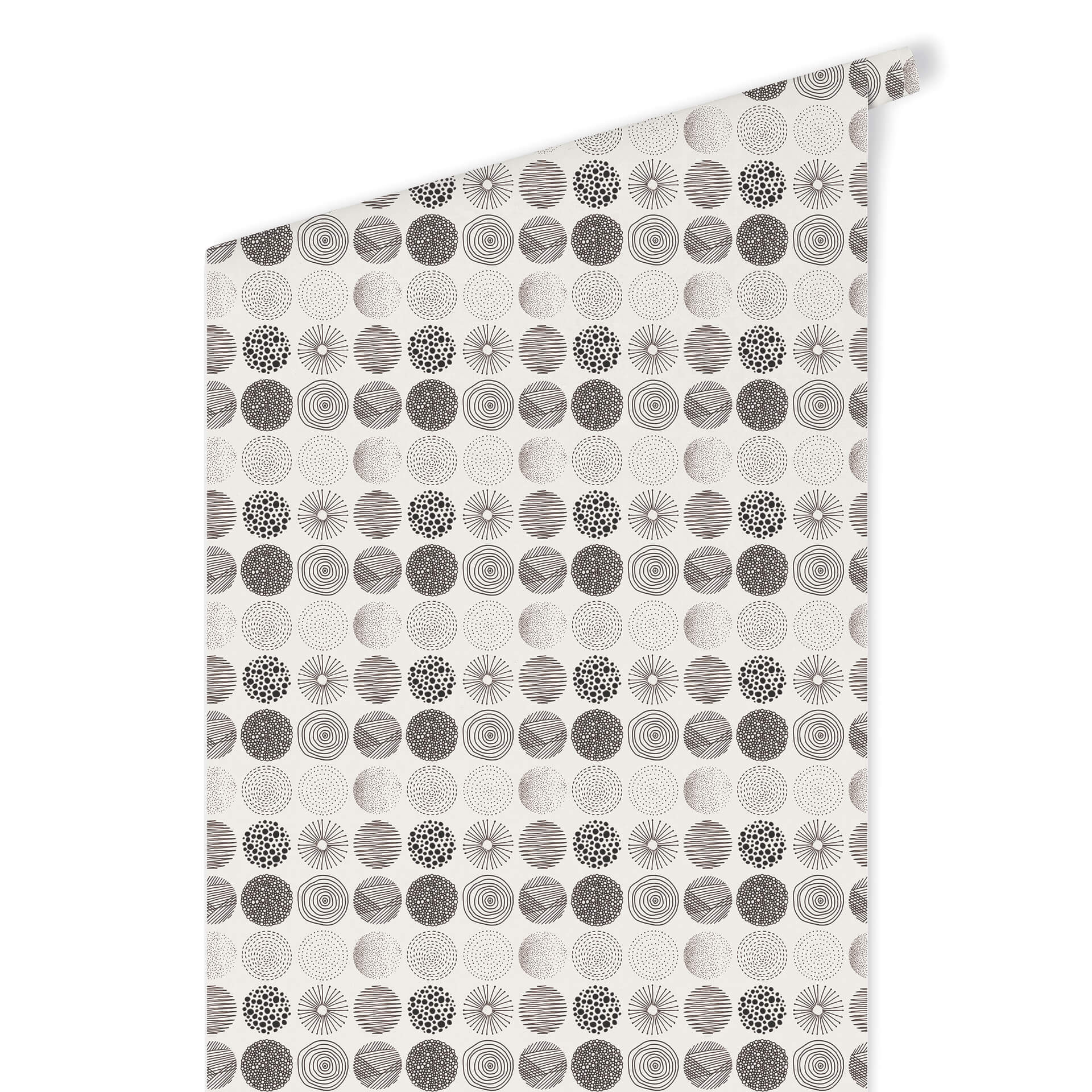 Patroonbehang – Abstracte Cirkels 01 – zwartwit