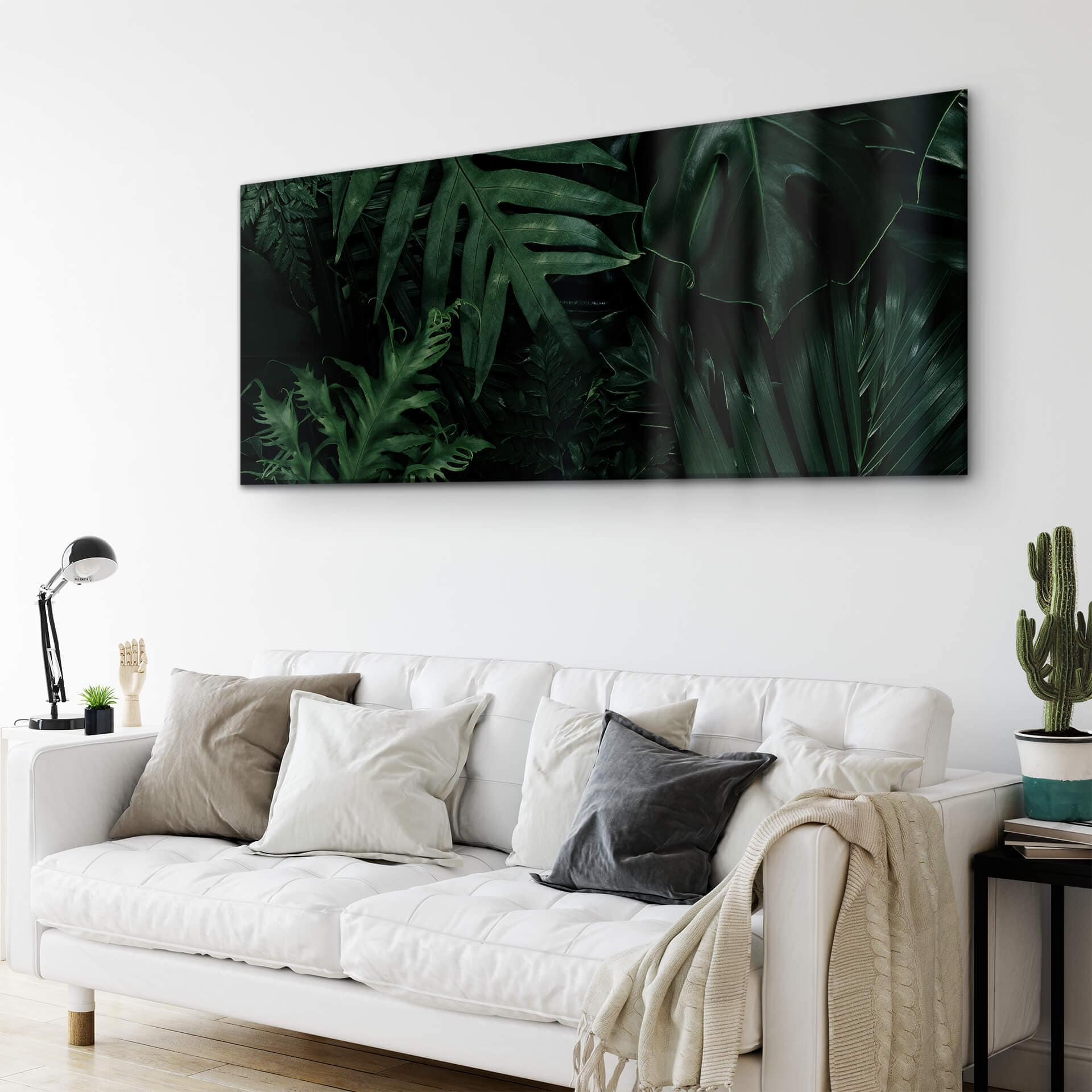Acrylglasbild Dunkelgrüne Dschungelpflanzen - Panorama