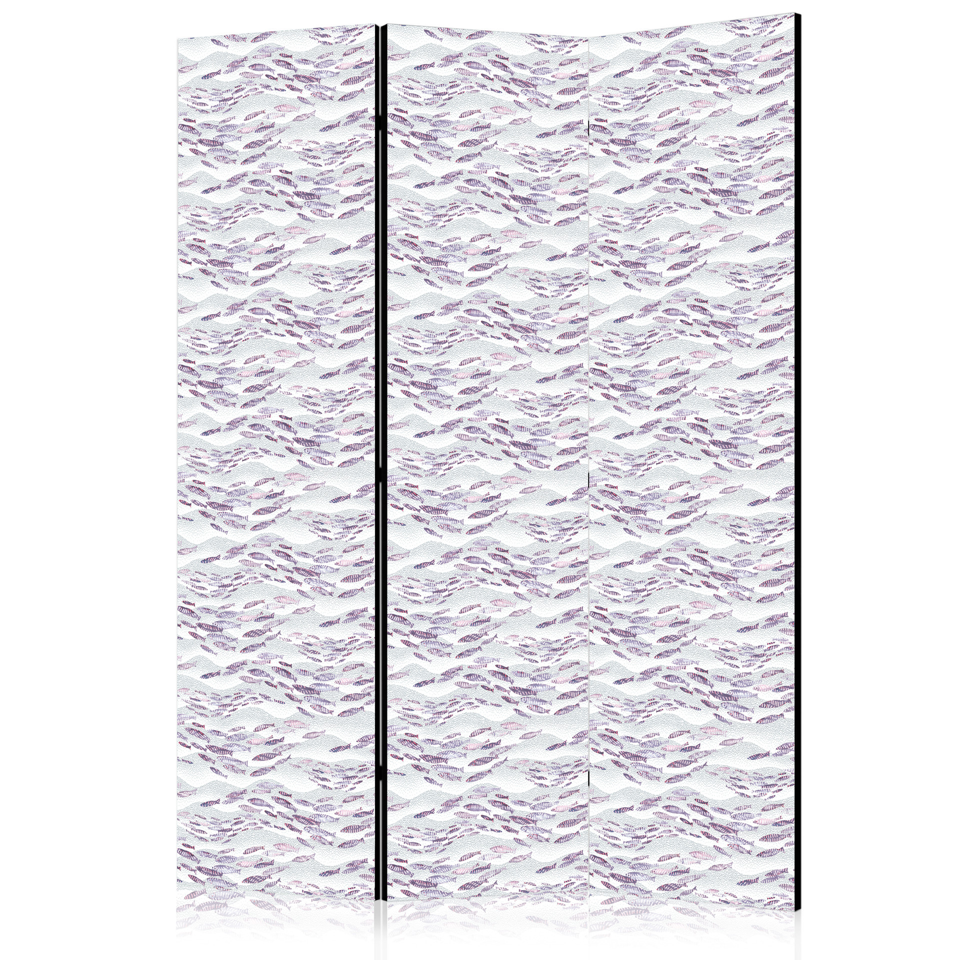 Paravent, Raumteiler freistehend, Trennwand - Fish in Subdued Colors Against Gray Waves