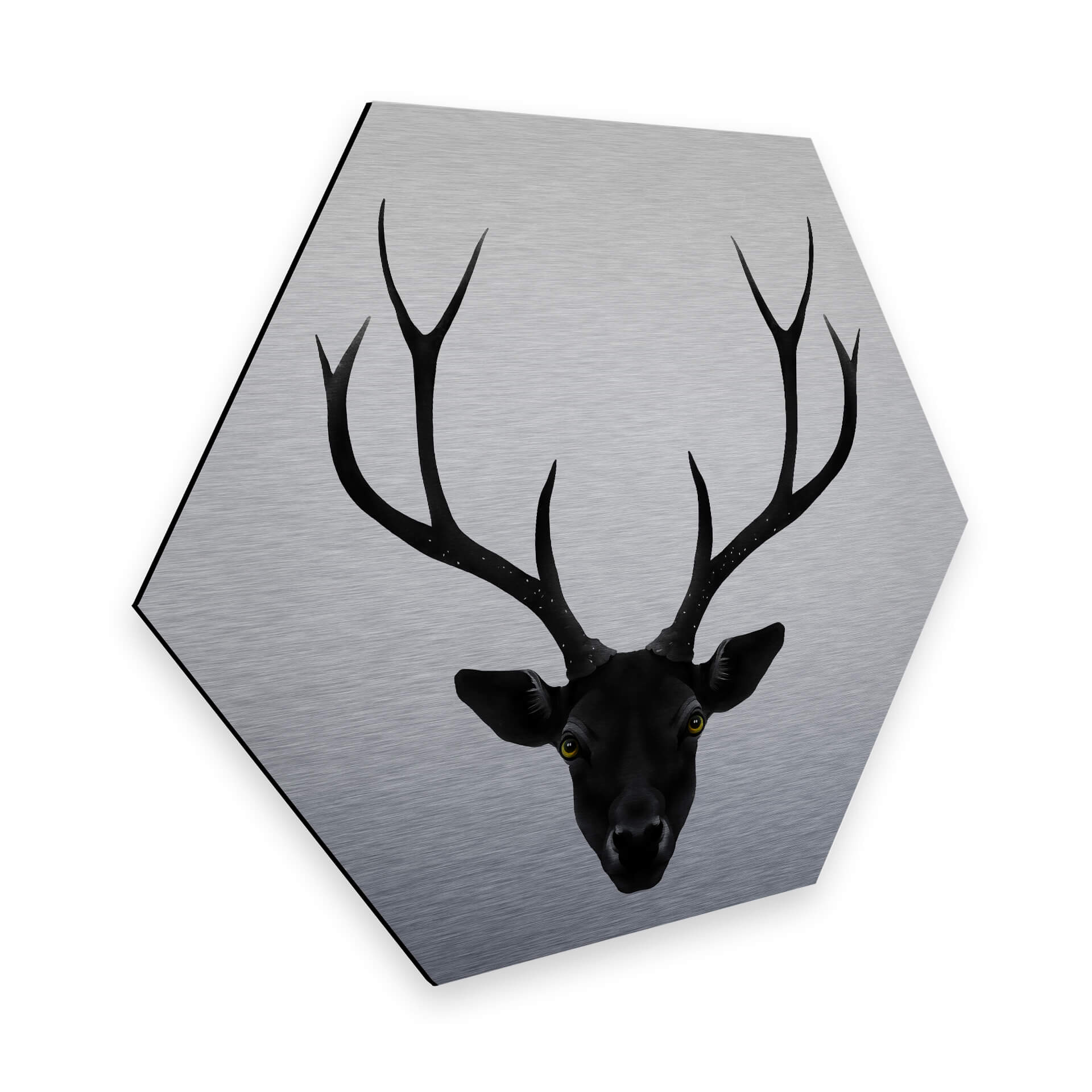 Hexagone - alu-Dibond - Effet argenté - Ireland - Cerf noir