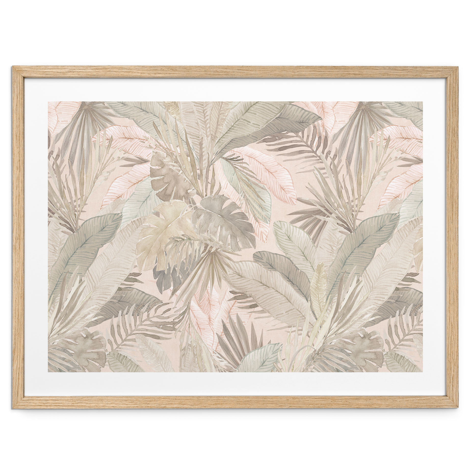 Plakat tropikalne liście w pastelowej dżungli - Bloomery Decor