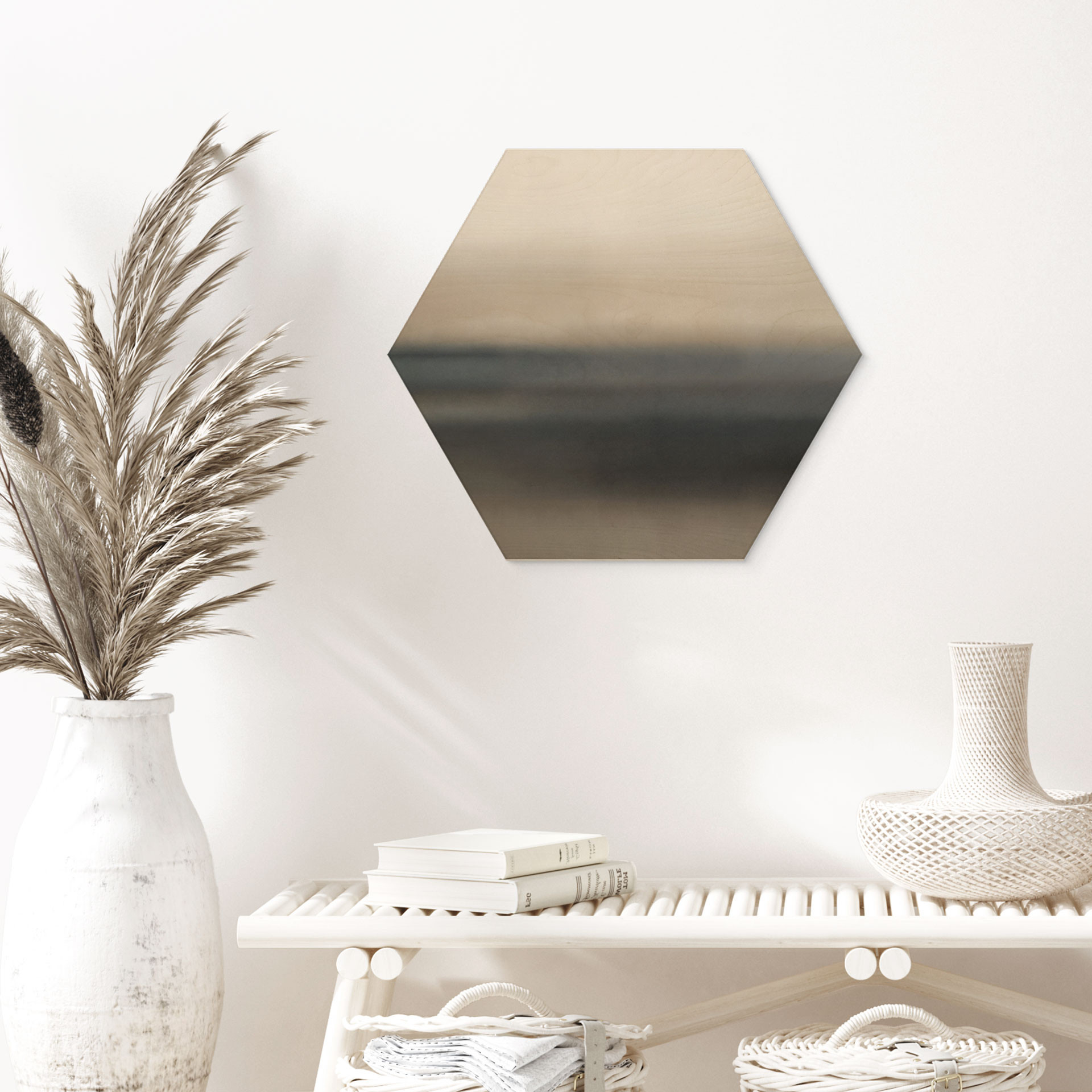 Esagono Quadro in Legno Rotko Sand - Orizzonte Minimalista - Sir Edward x Grigory Gladarev