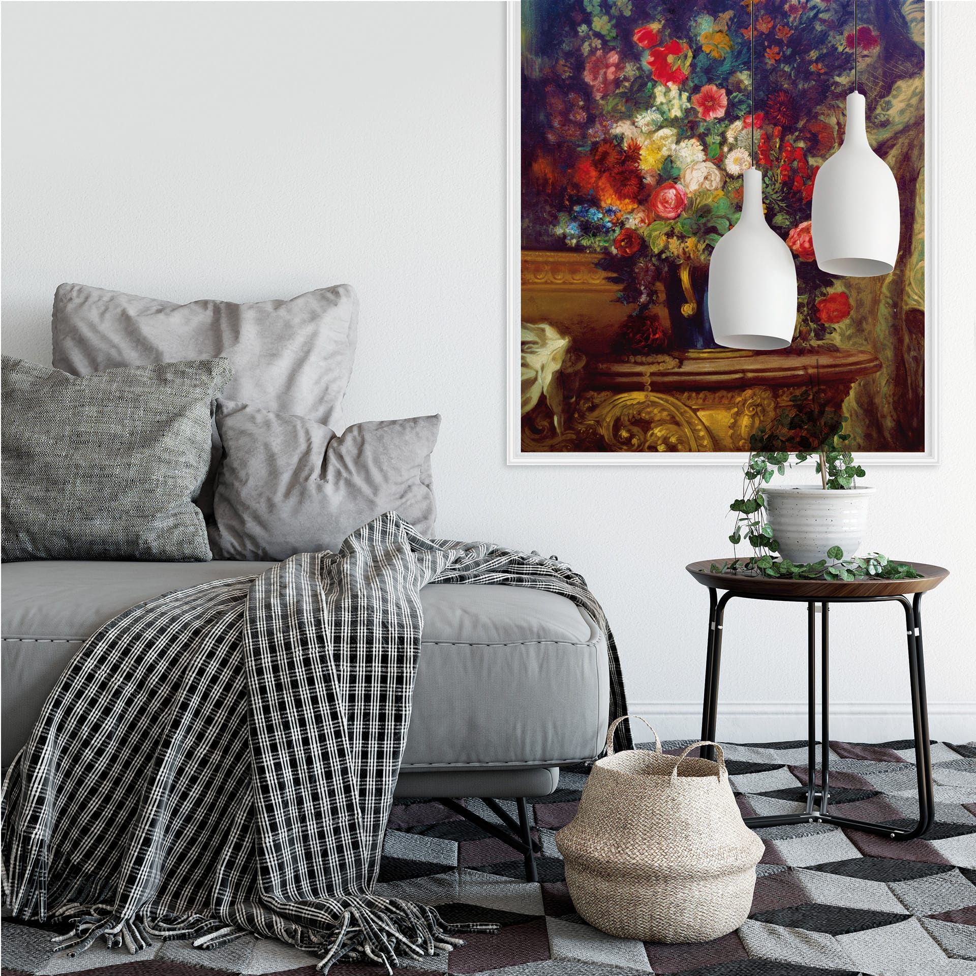 Wallprint Delacroix - Vase mit Blumen auf einer Konsole
