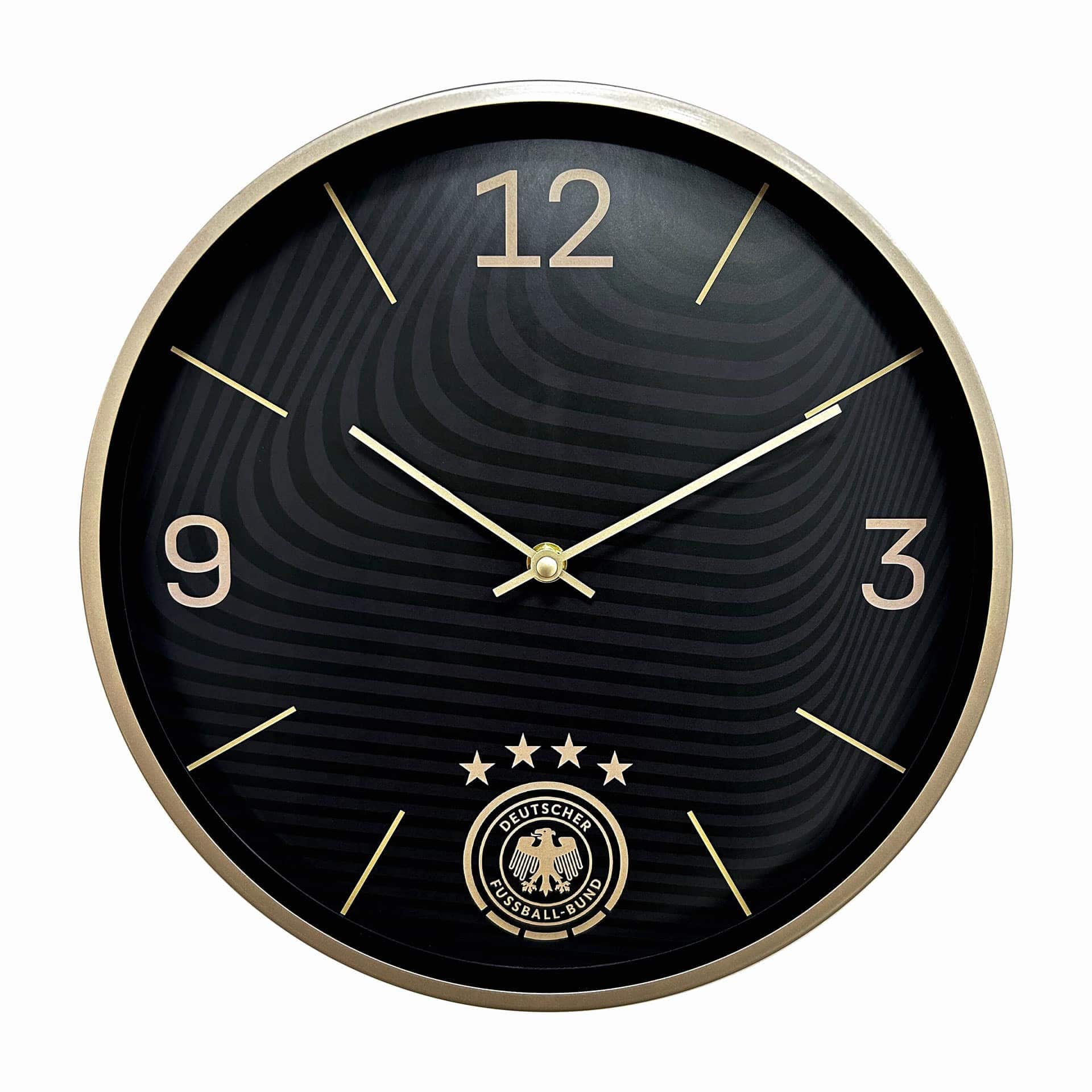 Fußball Wanduhr DFB - Schwarz-gold Ø30 cm