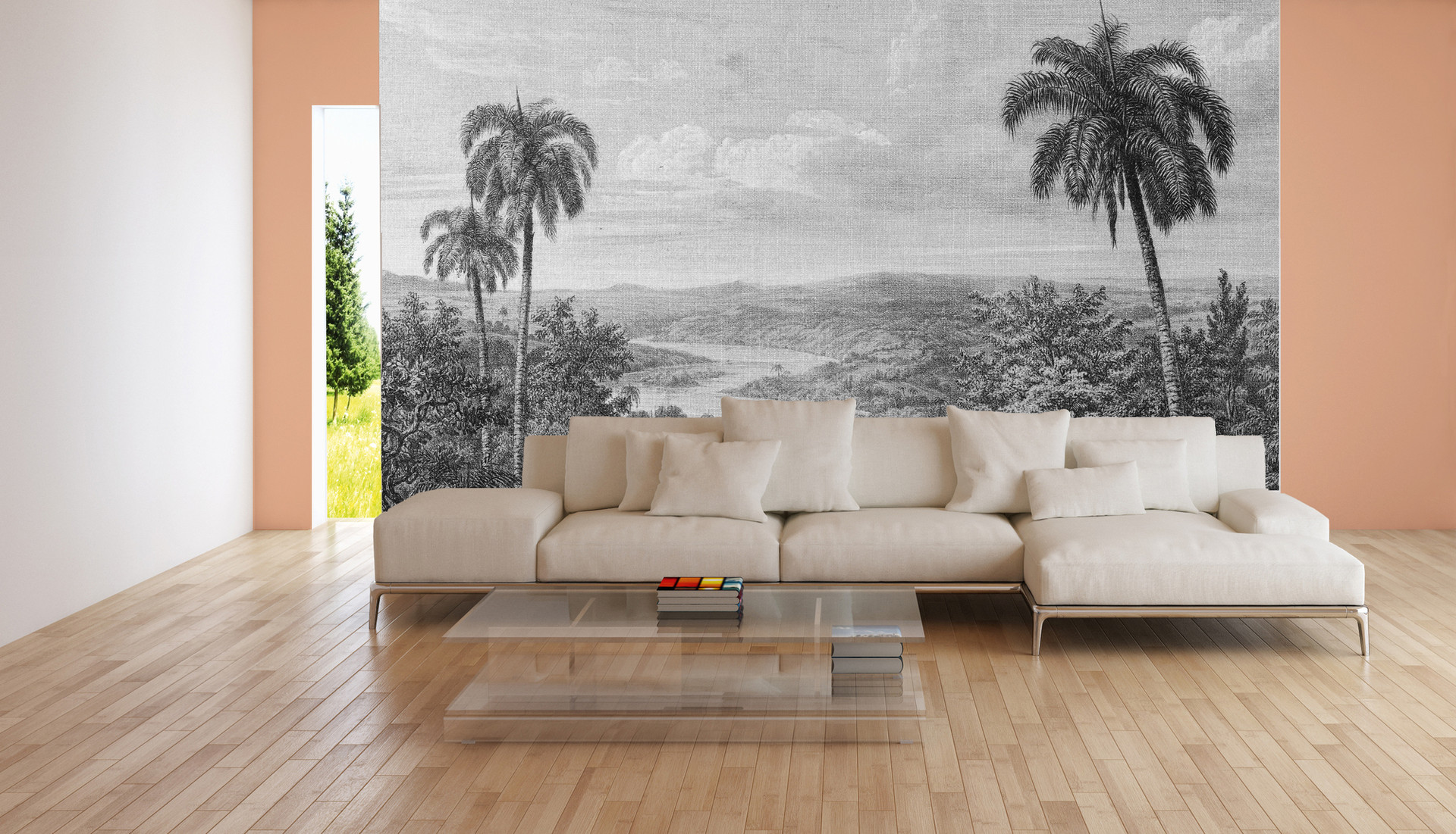 Fotobehang JungleVintage2 in grijs zwart - vliesbehang Designwalls 2 - 2,55 x 3,5 m