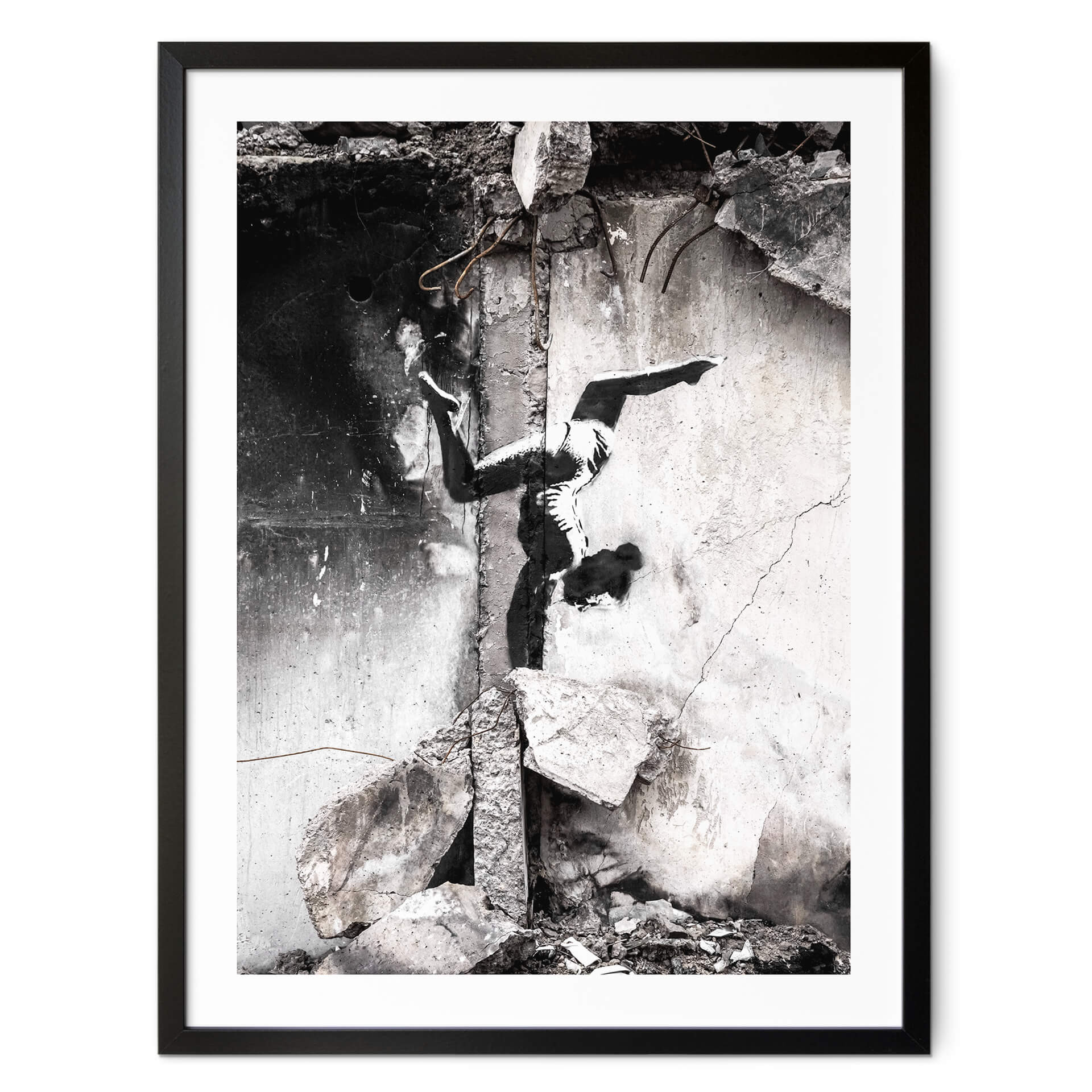 Poster Banksy in der Ukraine - Handstand in Trümmern