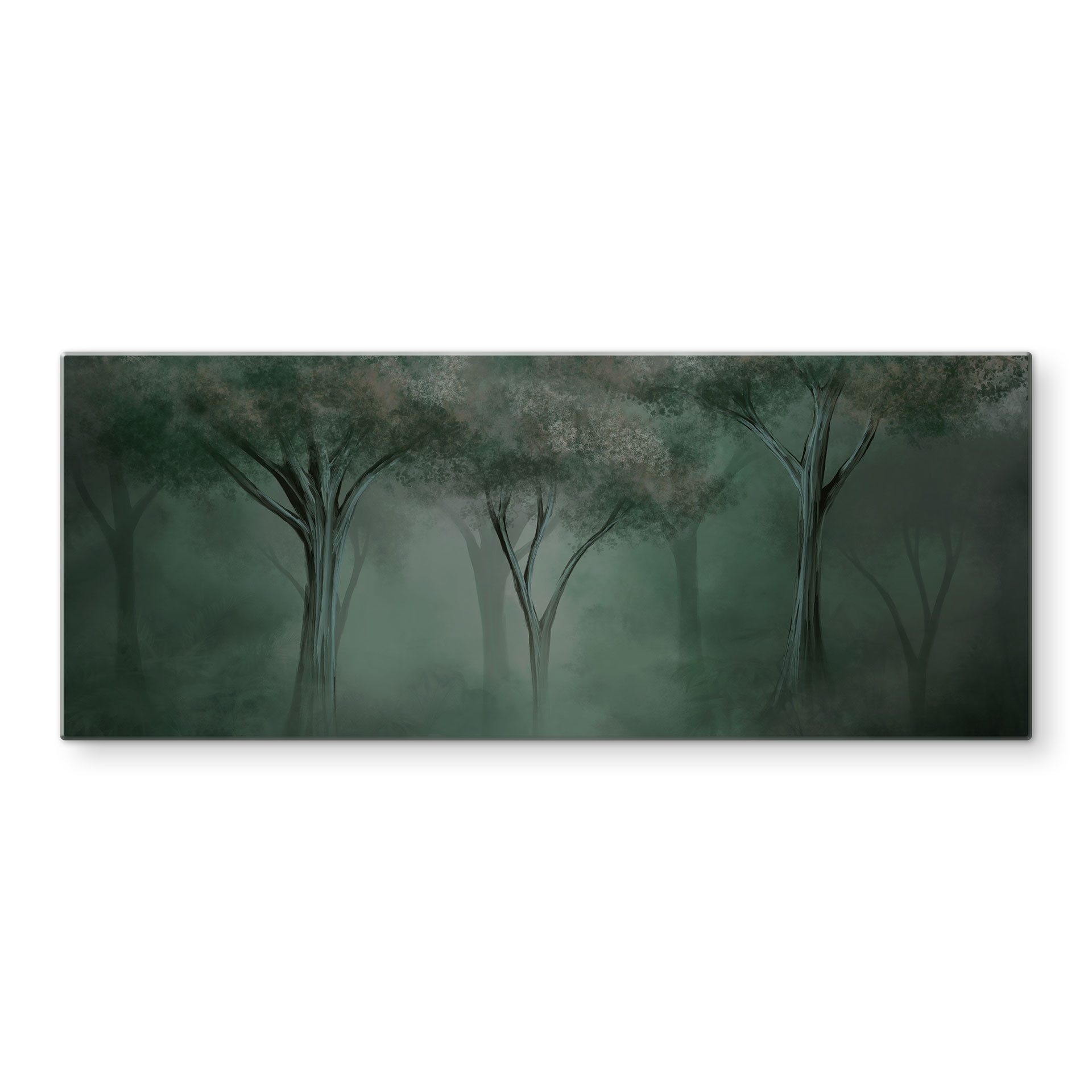 Spritzschutz Waldmagie im Morgennebel Grün - Ms Tiff - Panorama