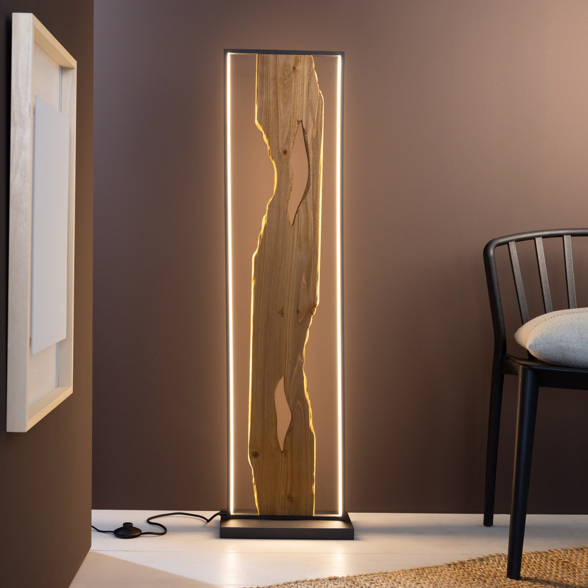 LED-Stehleuchte Elea aus Holz, Holz Stehlampe