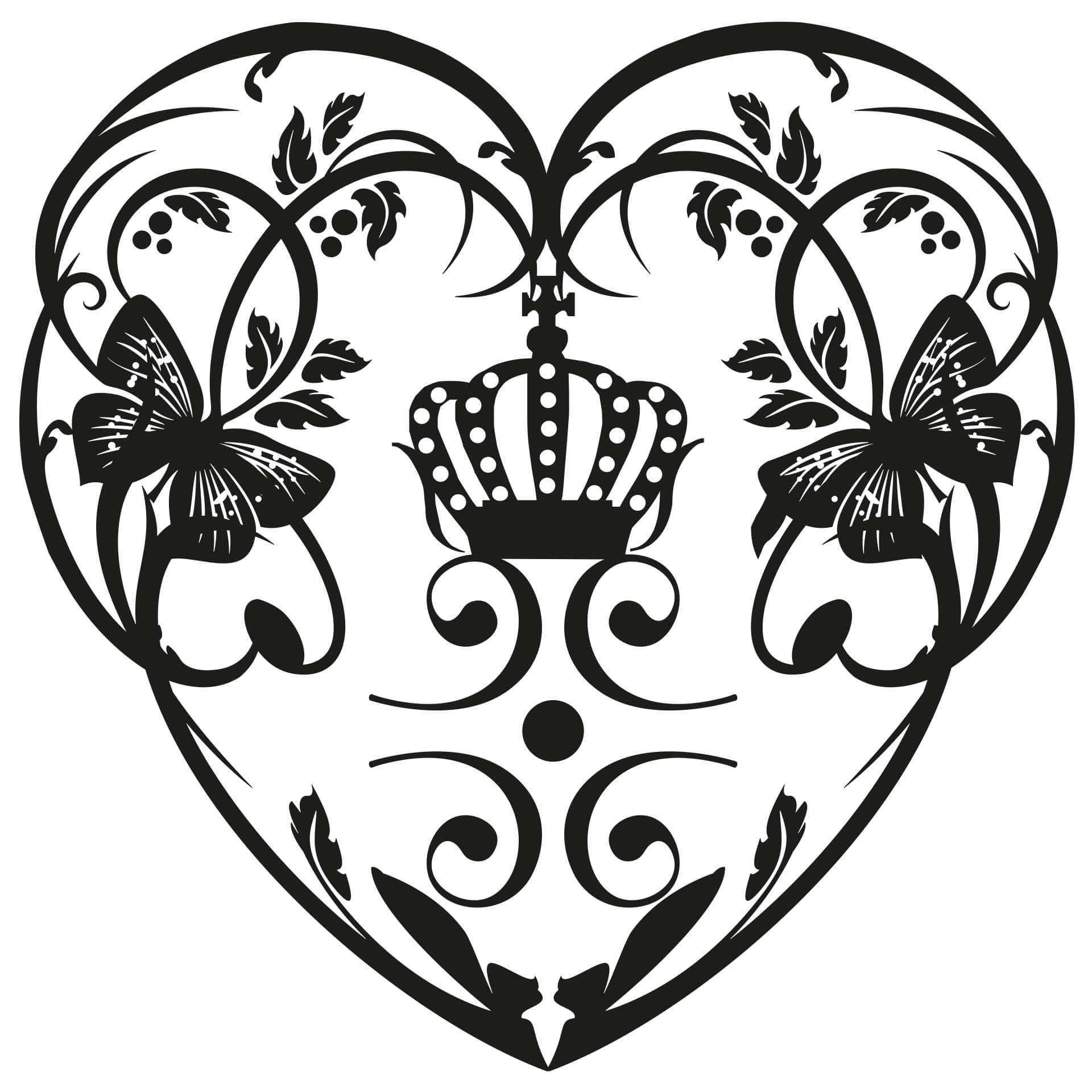 Sticker mural - Cœur et couronne
