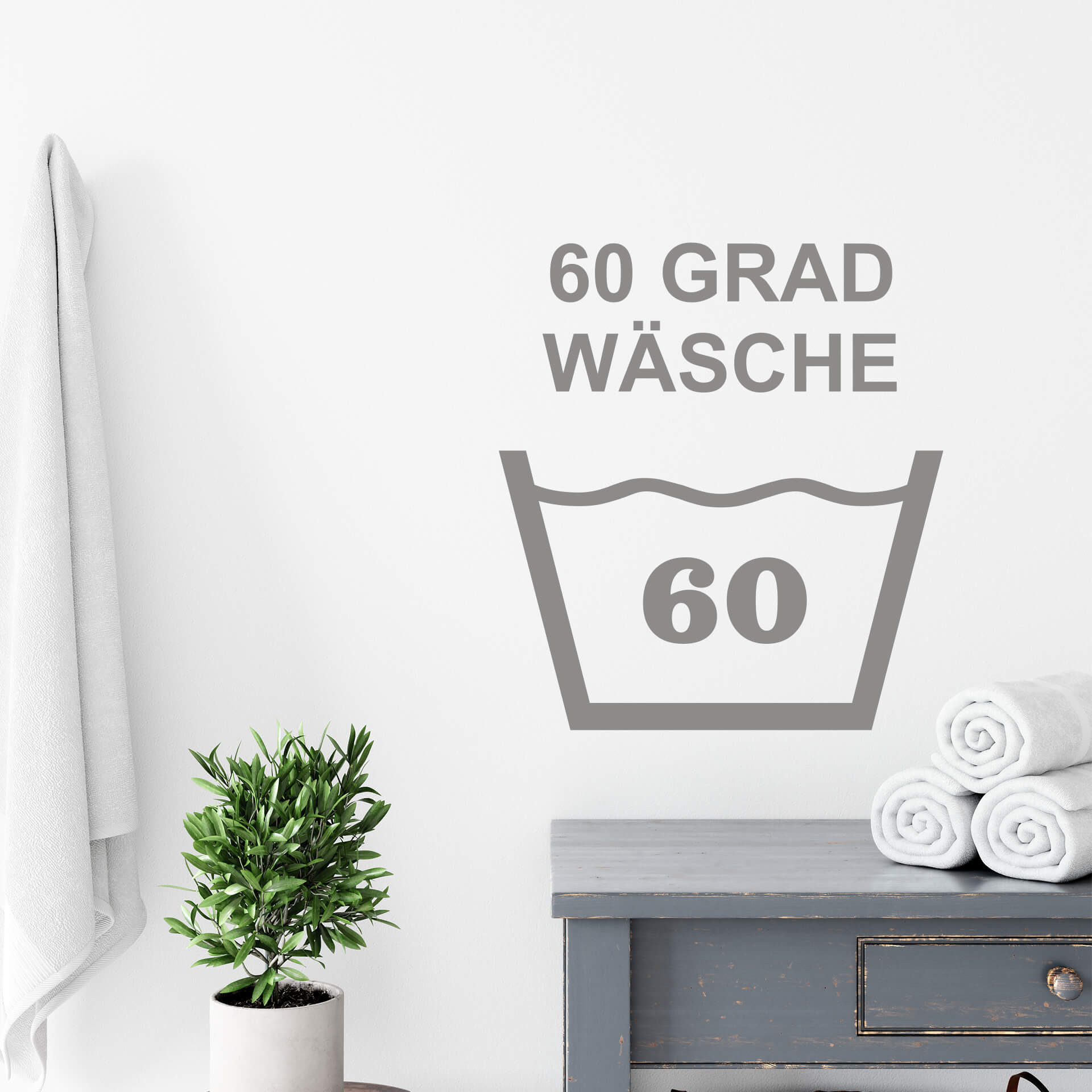 Wandtattoo Wäschezeichen 60 Grad