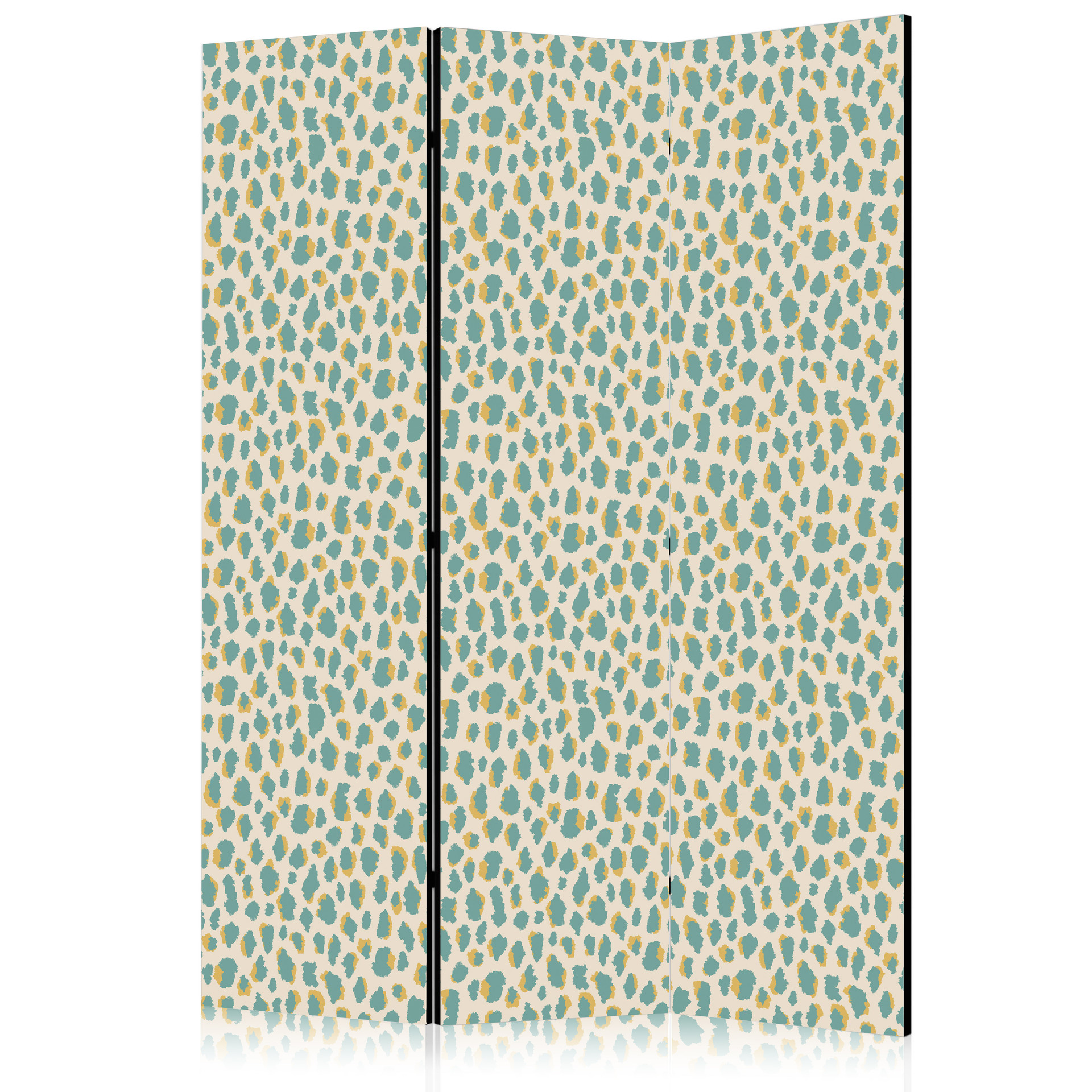 Paravent, Raumteiler freistehend, Trennwand - Giraffe Pattern in Turquoise Spots on a Light Backgrou