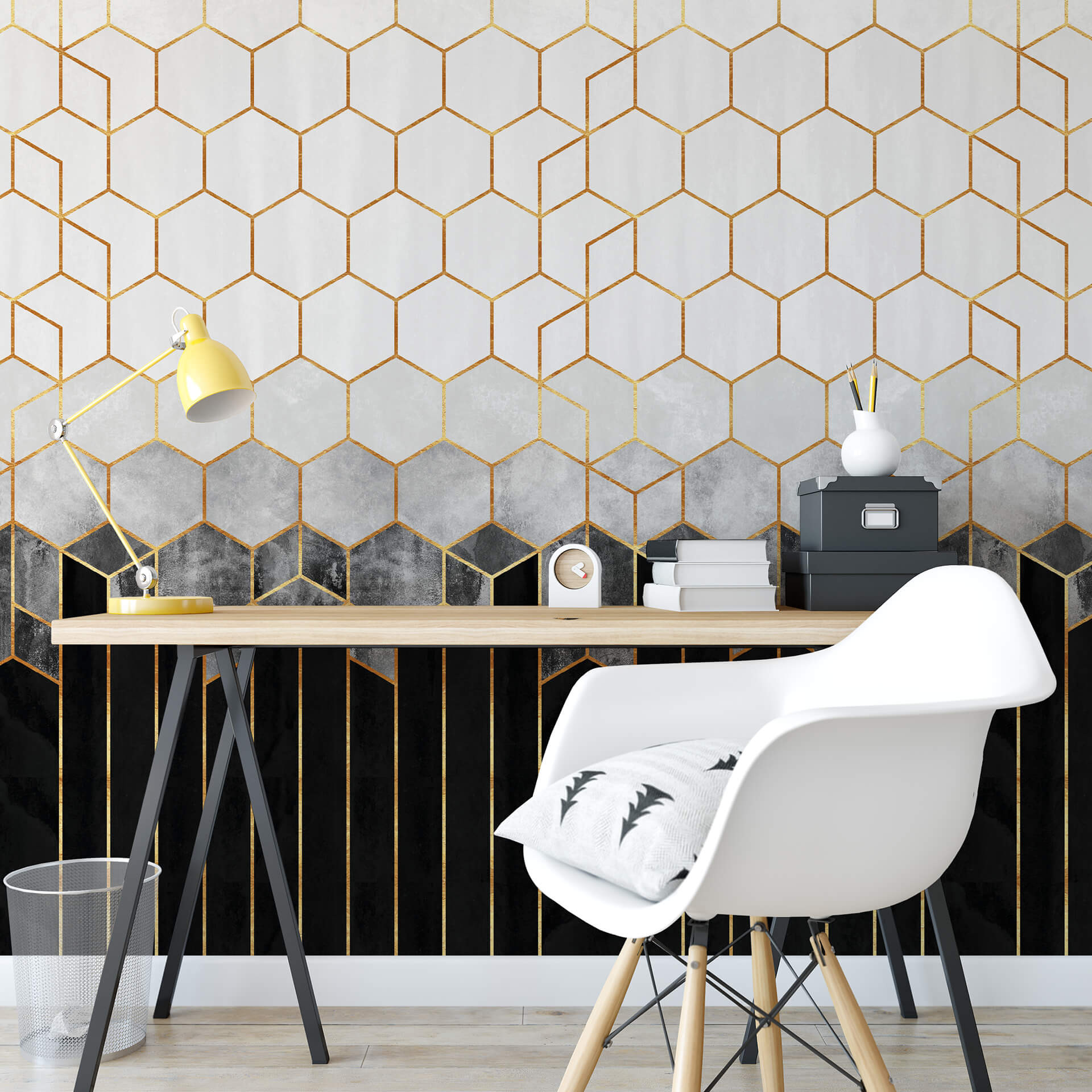 Fotobehang Fredriksson - Black & Grey Hexagons