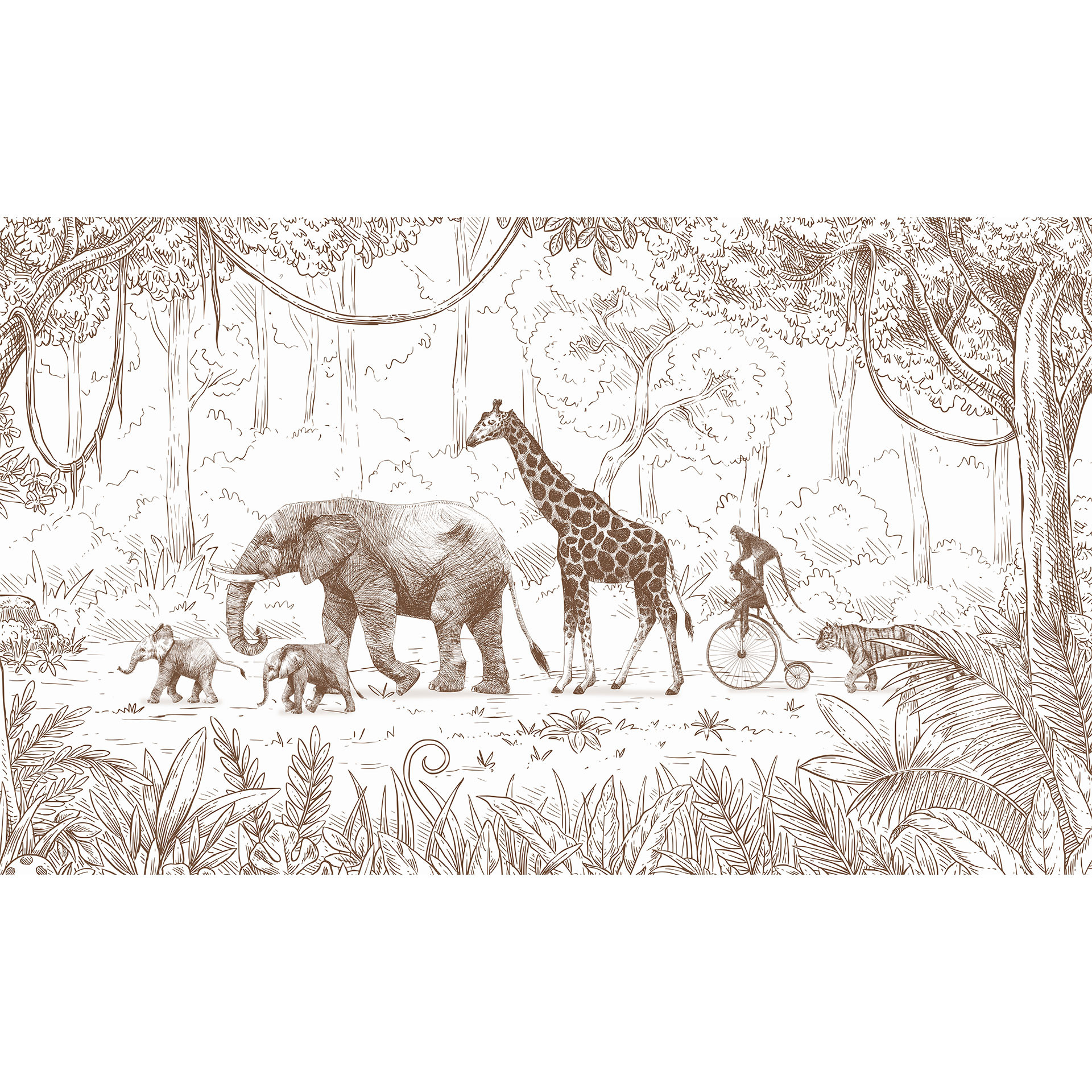 Fotobehang Jungleparade met dieren - Kikki Belle