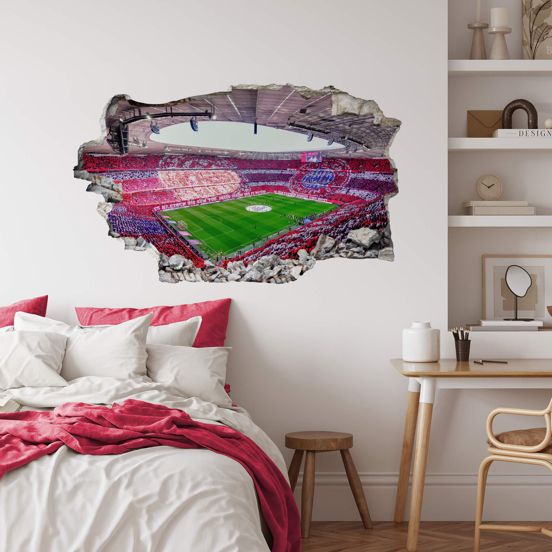3D Wandsticker Wandtattoo FC Bayern Stadion Choreo bei Tag
