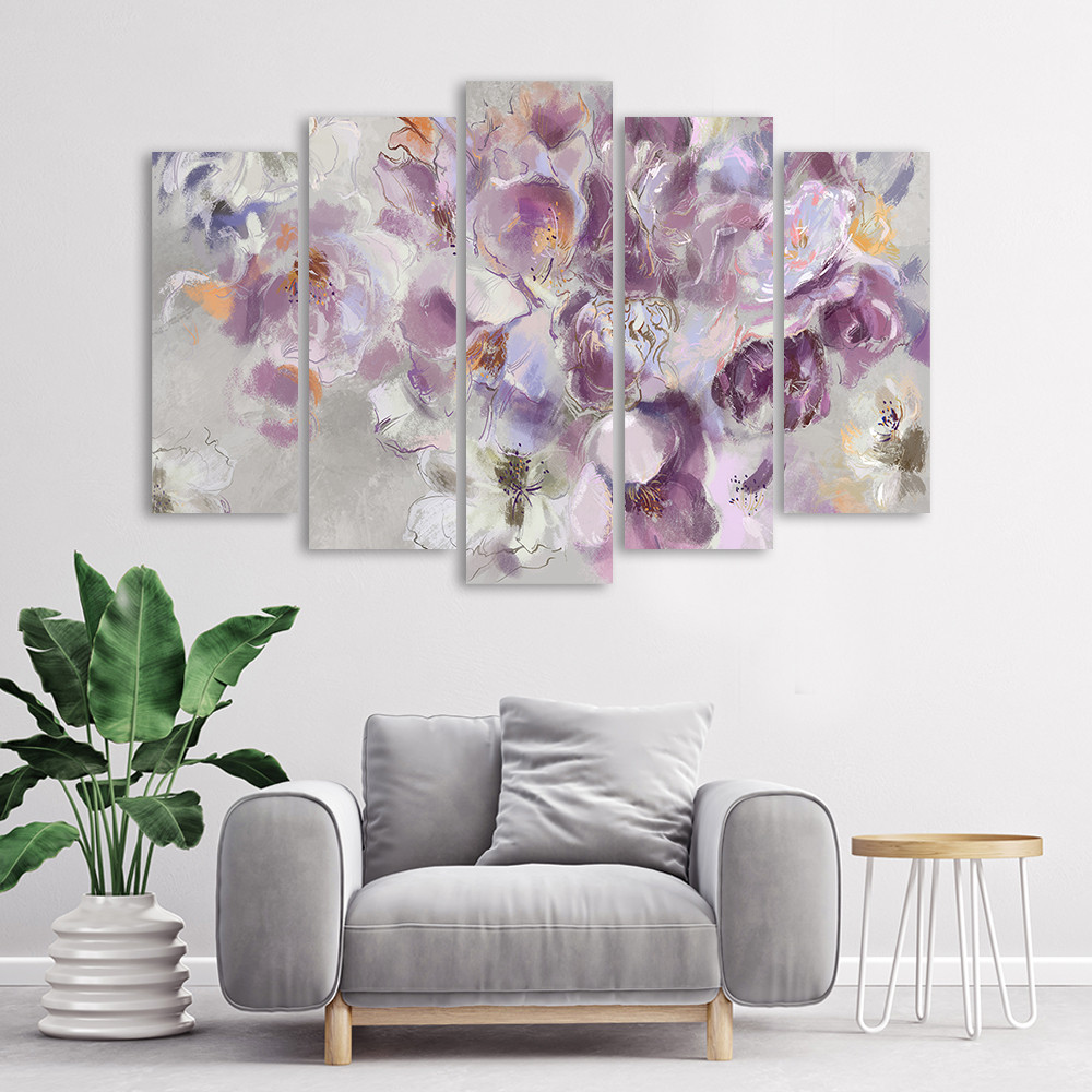 5 stykke lærredstryk, Irisblomst