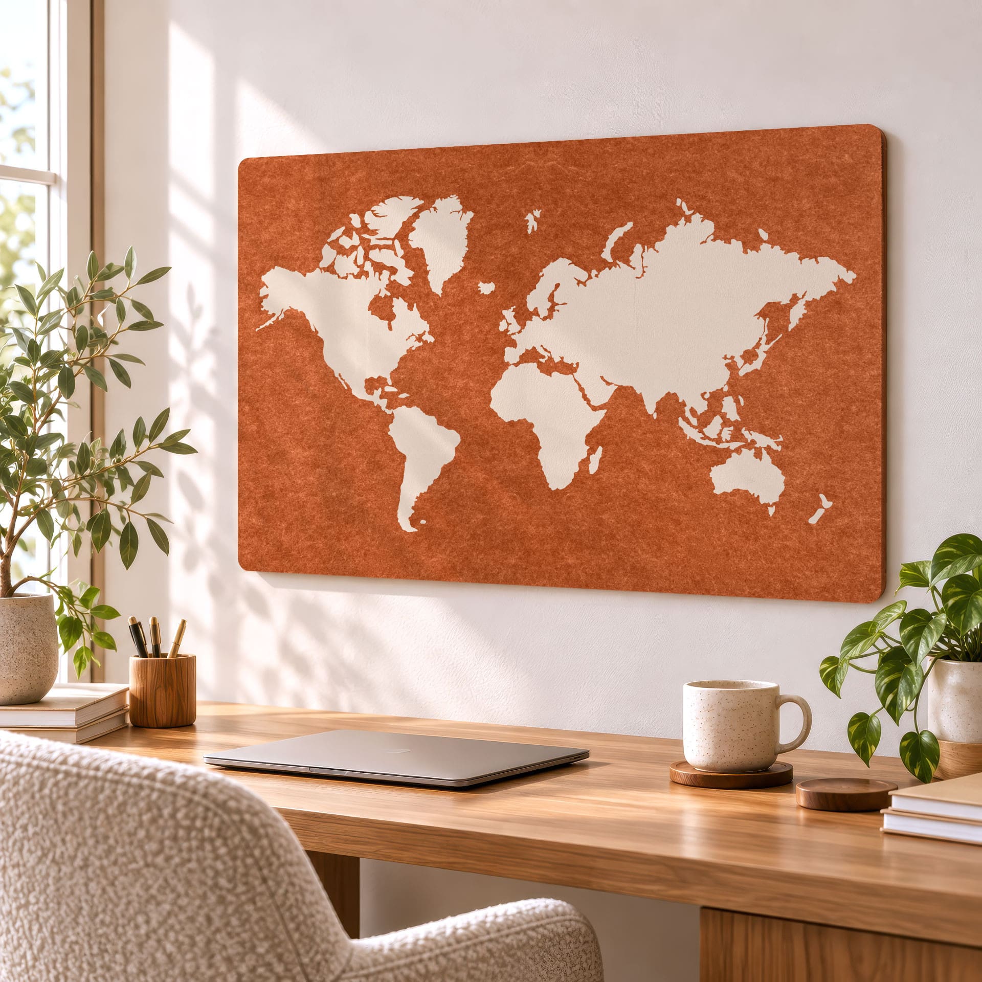 Decoración de pared de fieltro Mapa del mundo | Decoración de pared, paneles acústicos y aislamiento acústico