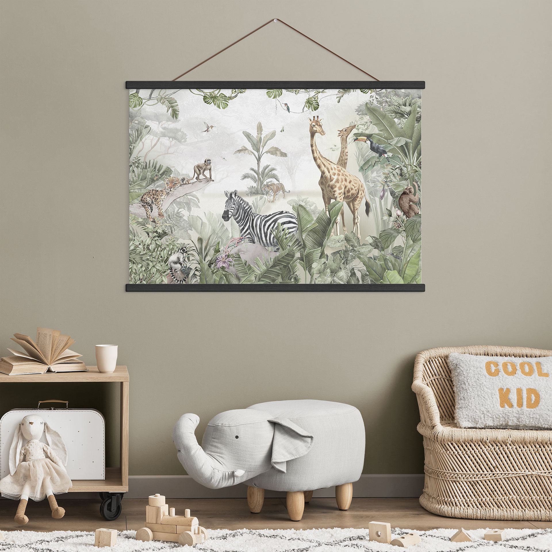 Textielposter Jungledieren op een grote safari - Ms Tiff