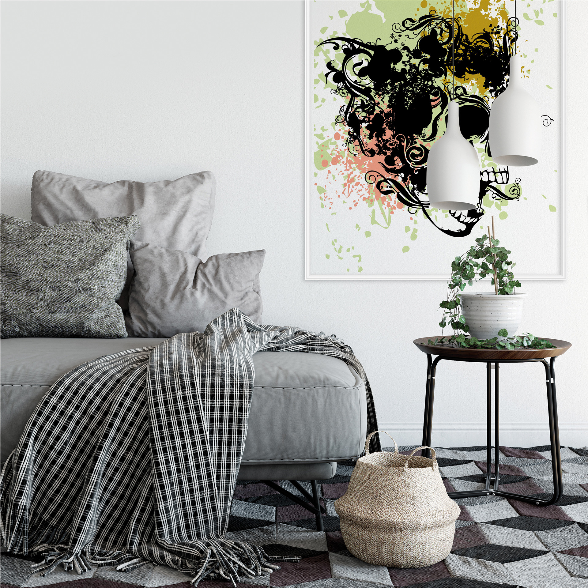 Poster autocollant - W - Crâne Tribal