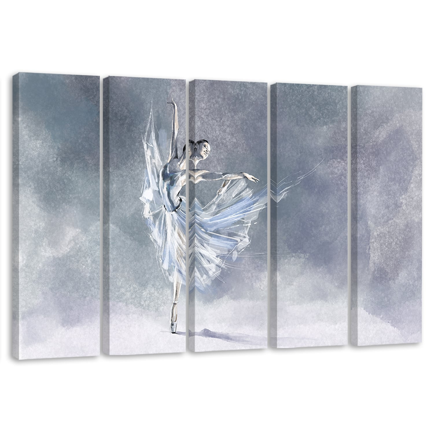 Lærredstryk 5 styk, Ballerina Pirouet