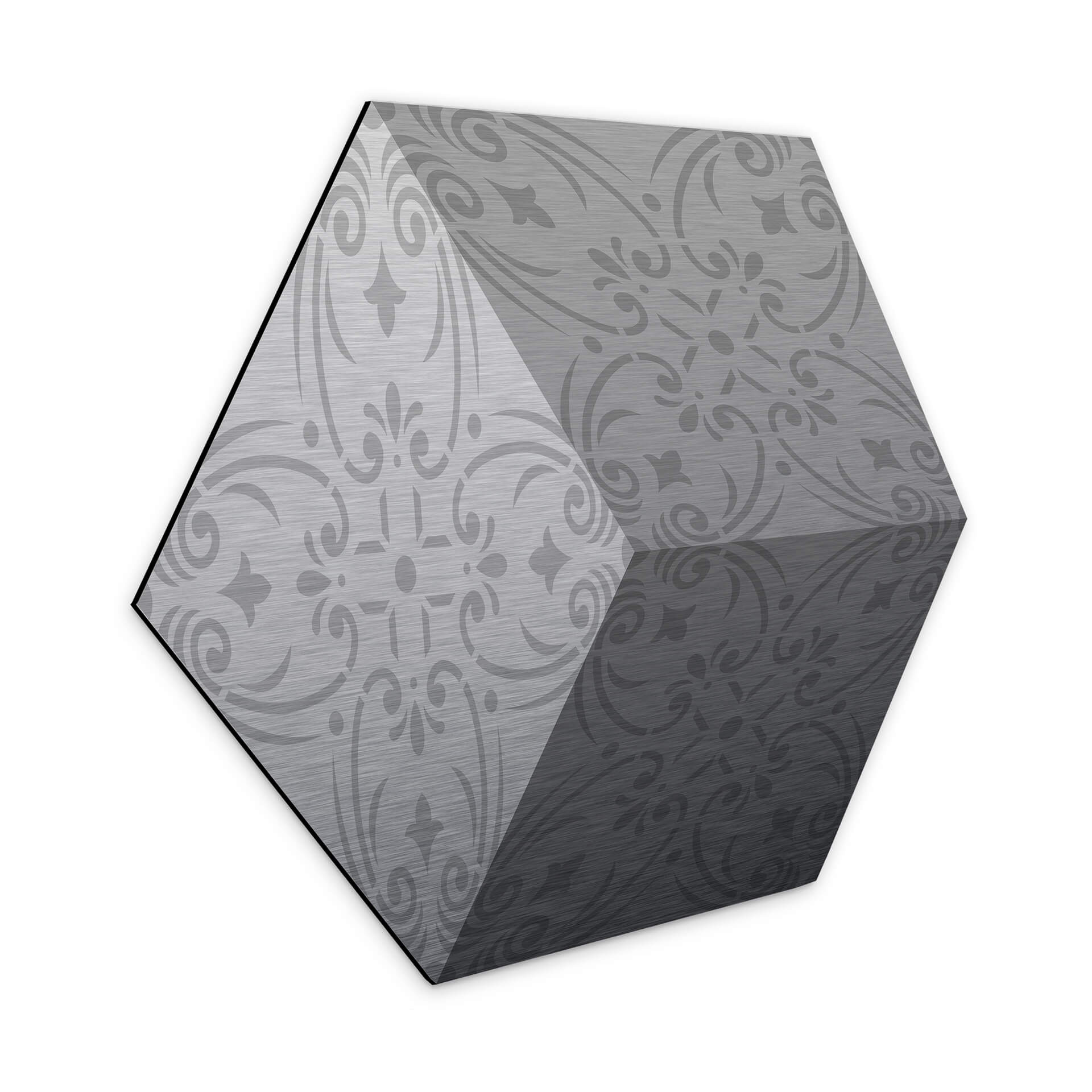 3D Hexagon Alu-Dibond - Sølv med mønster