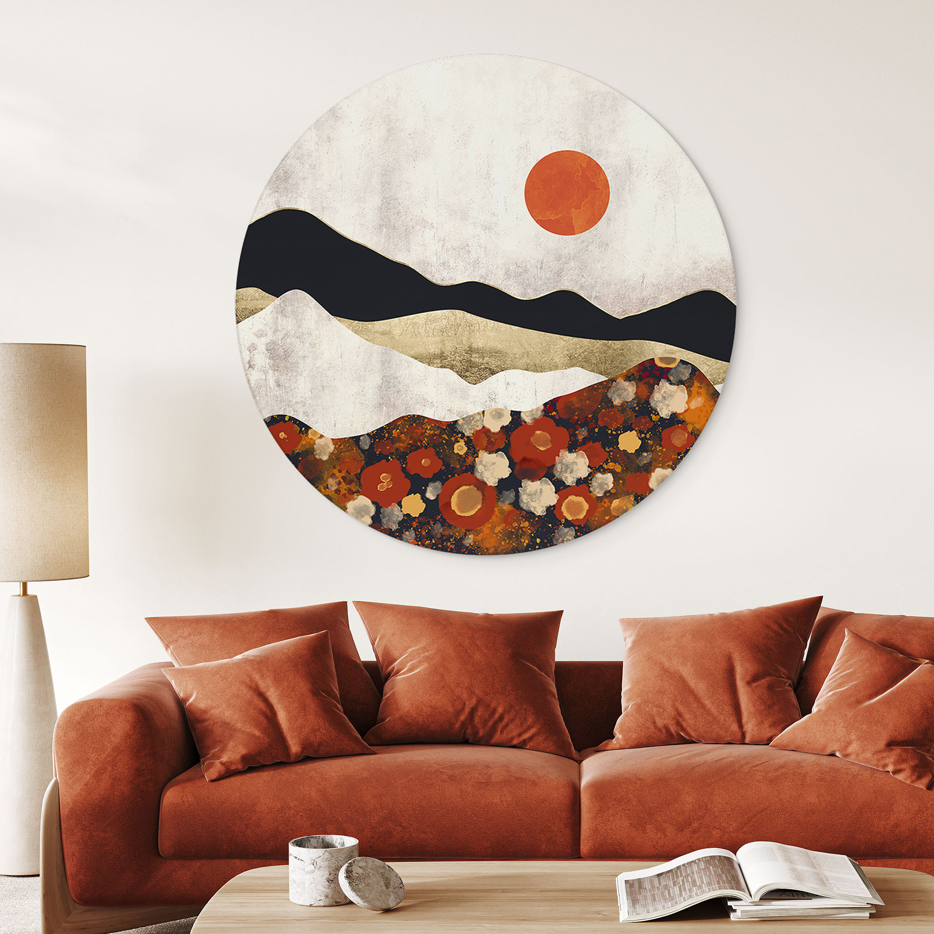 Wandbild Herbstliche Berglandschaft - SpaceFrog Designs - Rund - Alu-Dibond