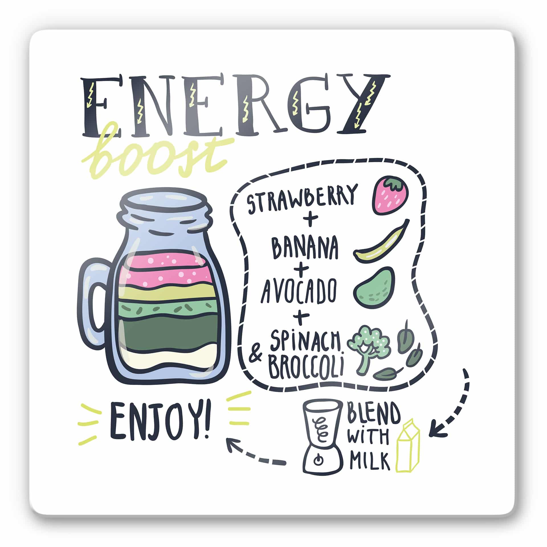 Glasschilderij Energy Boost - Vierkant