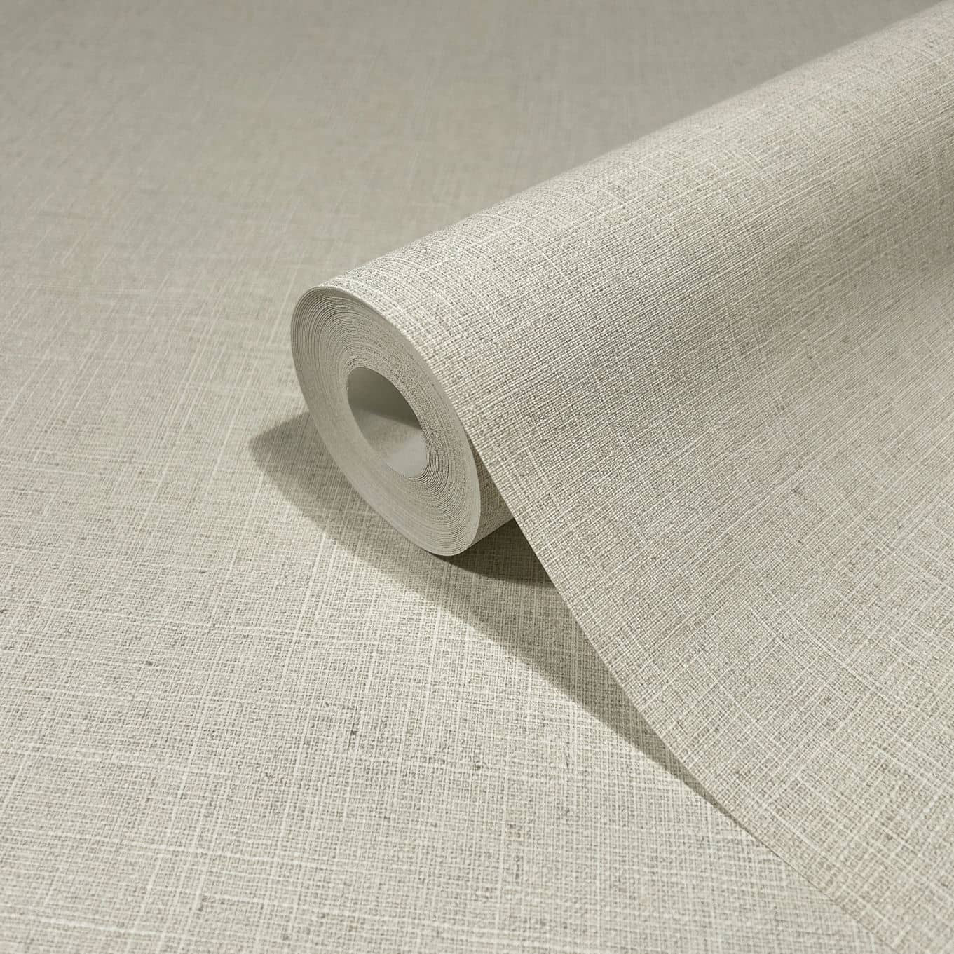 Vliesbehang in textiel effen look beige effen