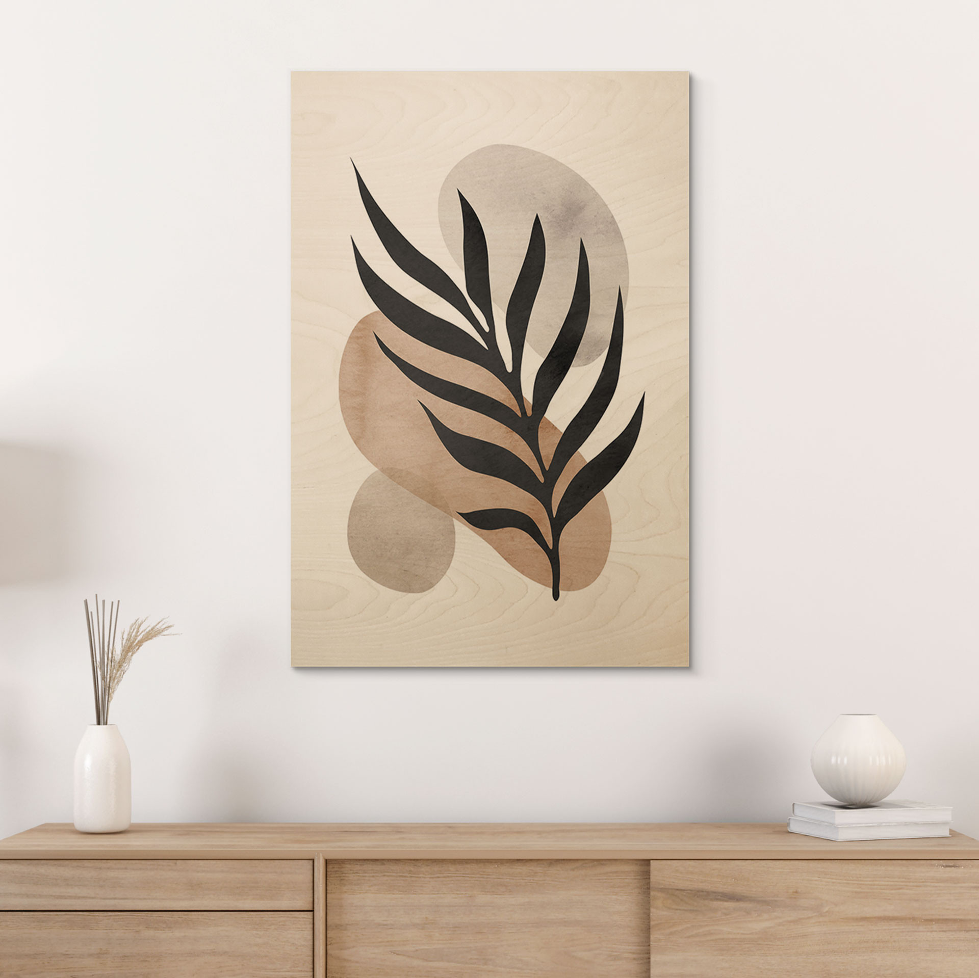 Plakat drewniany botaniczna sylwetka z artystyczną geometrią - Costa